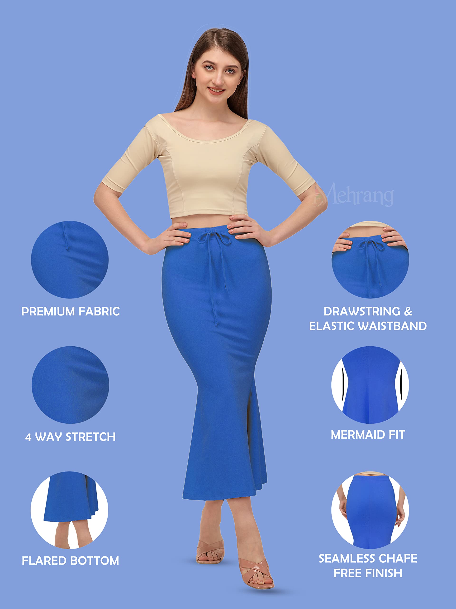 Mehrang Women Stretchable Saree Shapewear - Royal Blue - Image 2