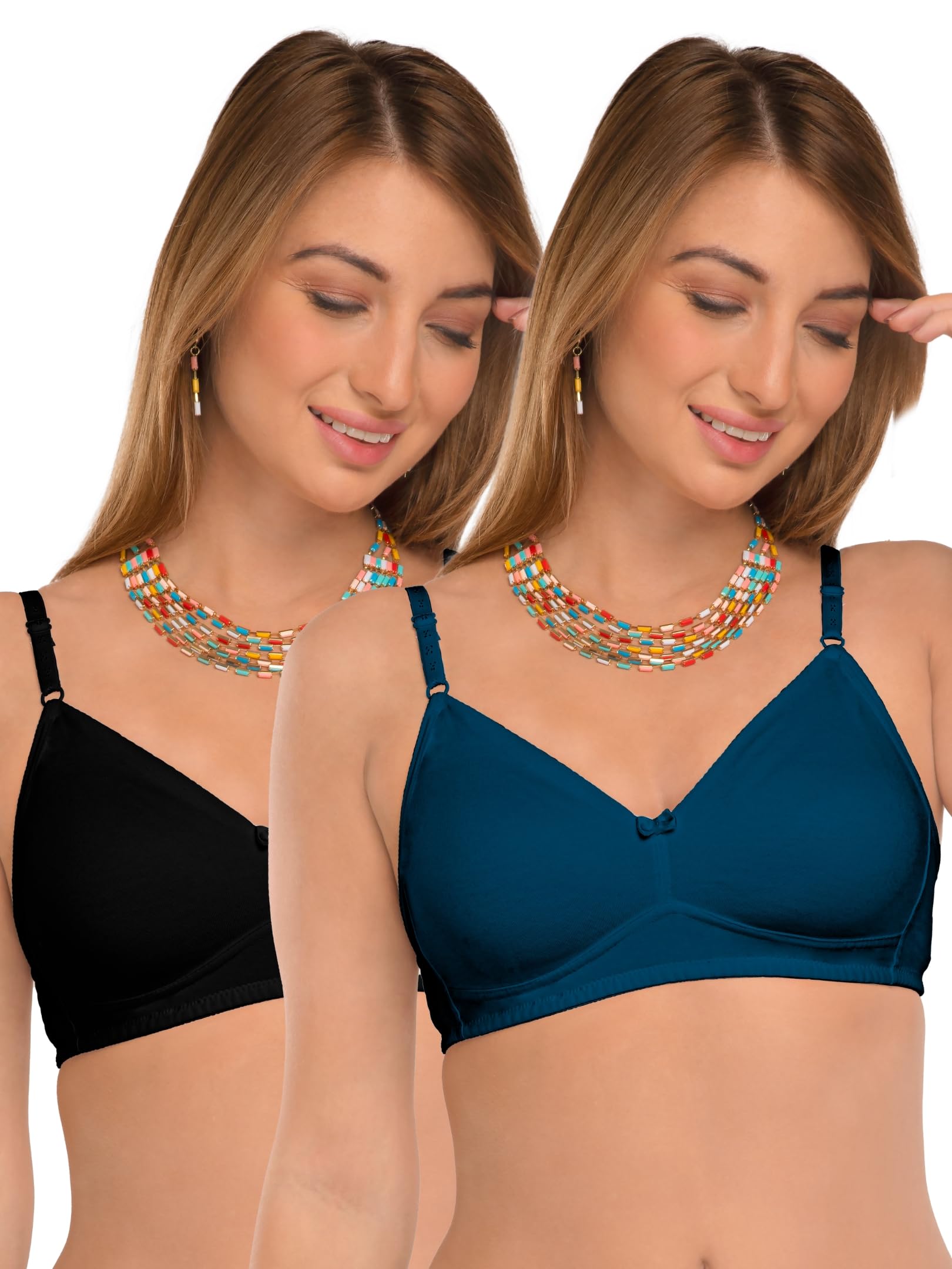 DAISY DEE Seamless T-Shirt Bra for Women - Black/E.Blue