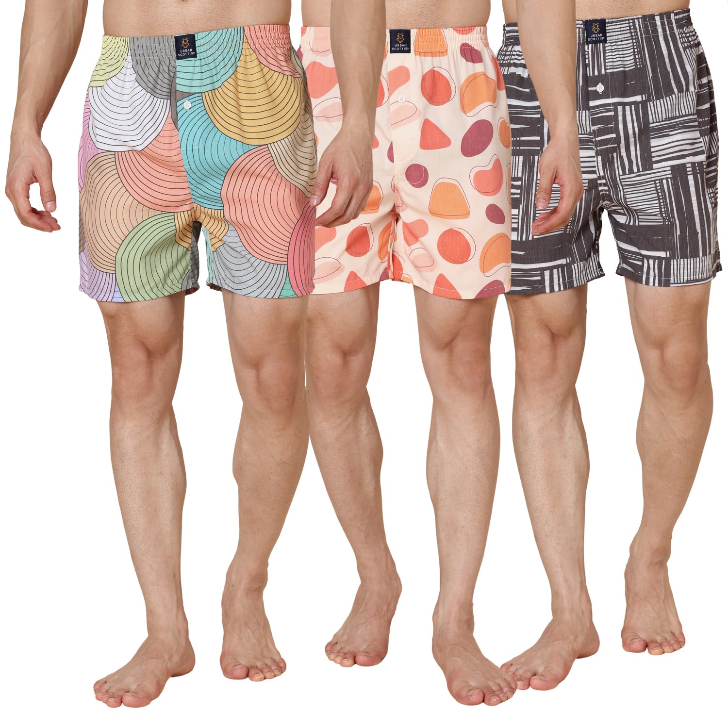 Urban Scottish Men's Cotton Blend Boxers - Multicolor