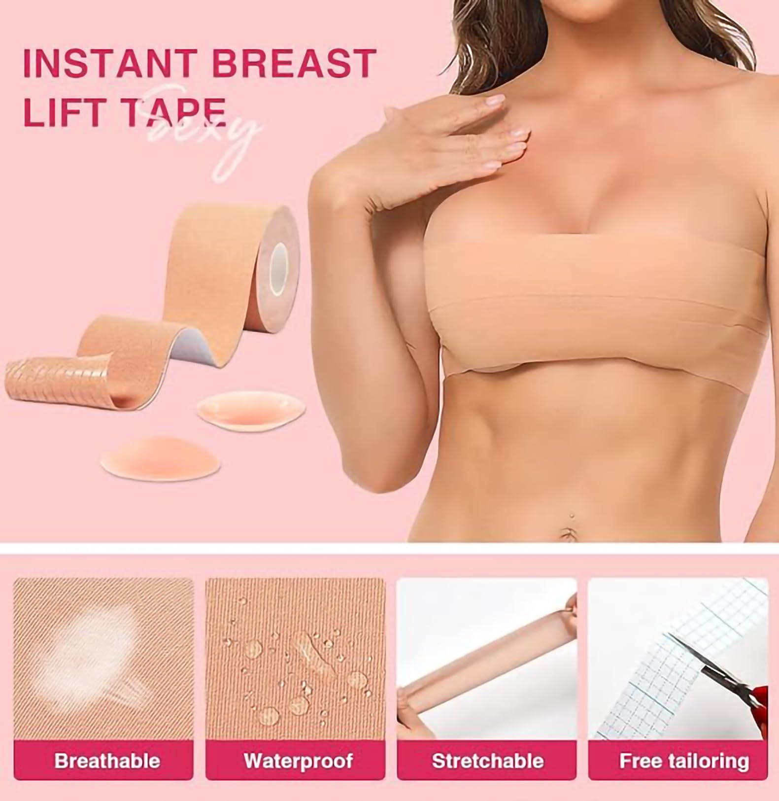 SNMMIFER Boob Tape Kit with Nipple Pasties - Image 2