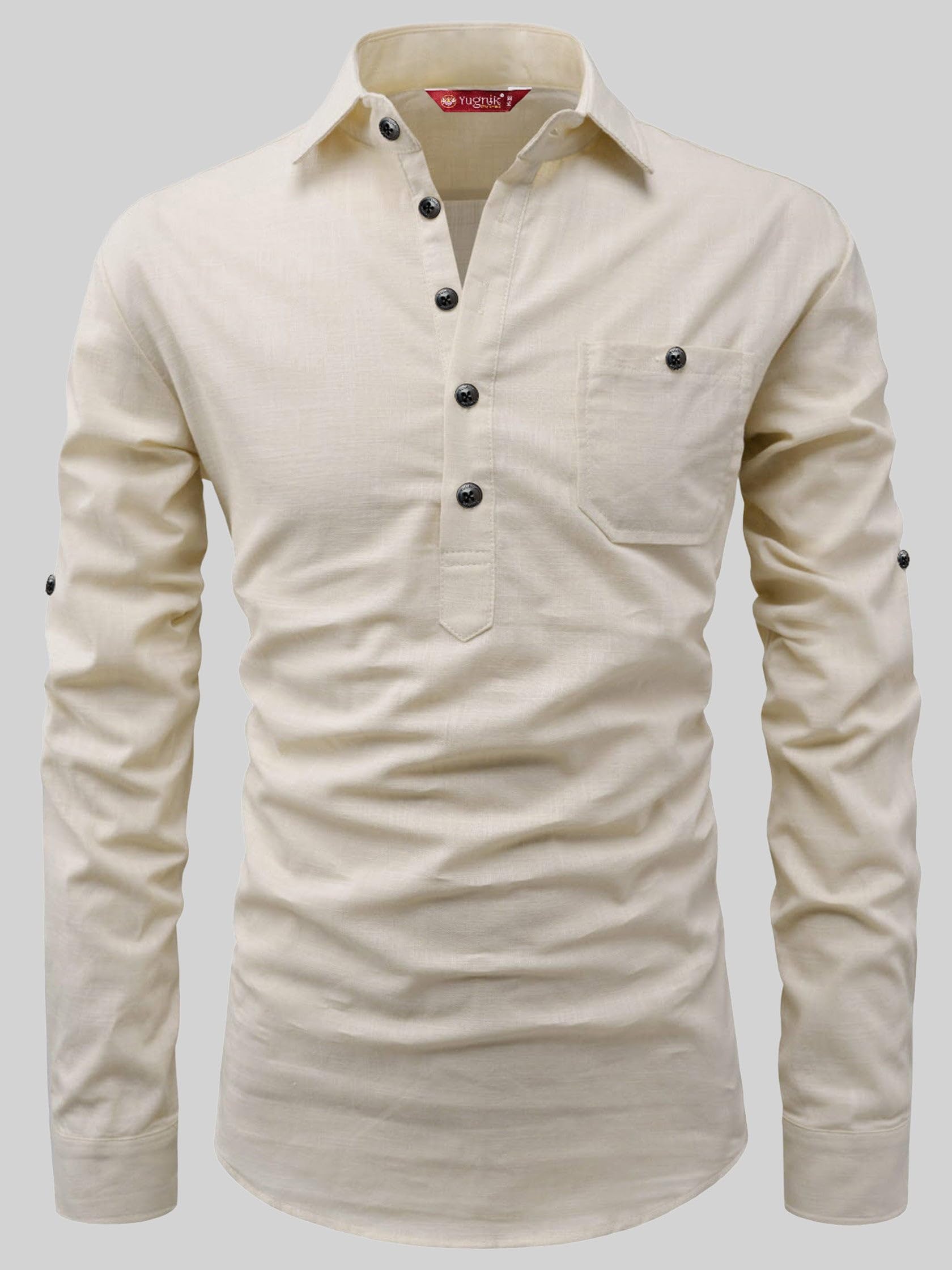 Yugnik Men Beige Kurta - Image 4