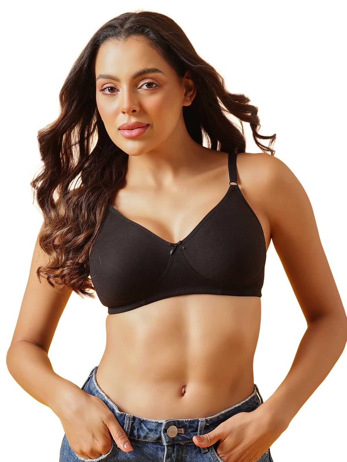 Clovia Women's Cotton Non-Padded T-Shirt Bra - Black
