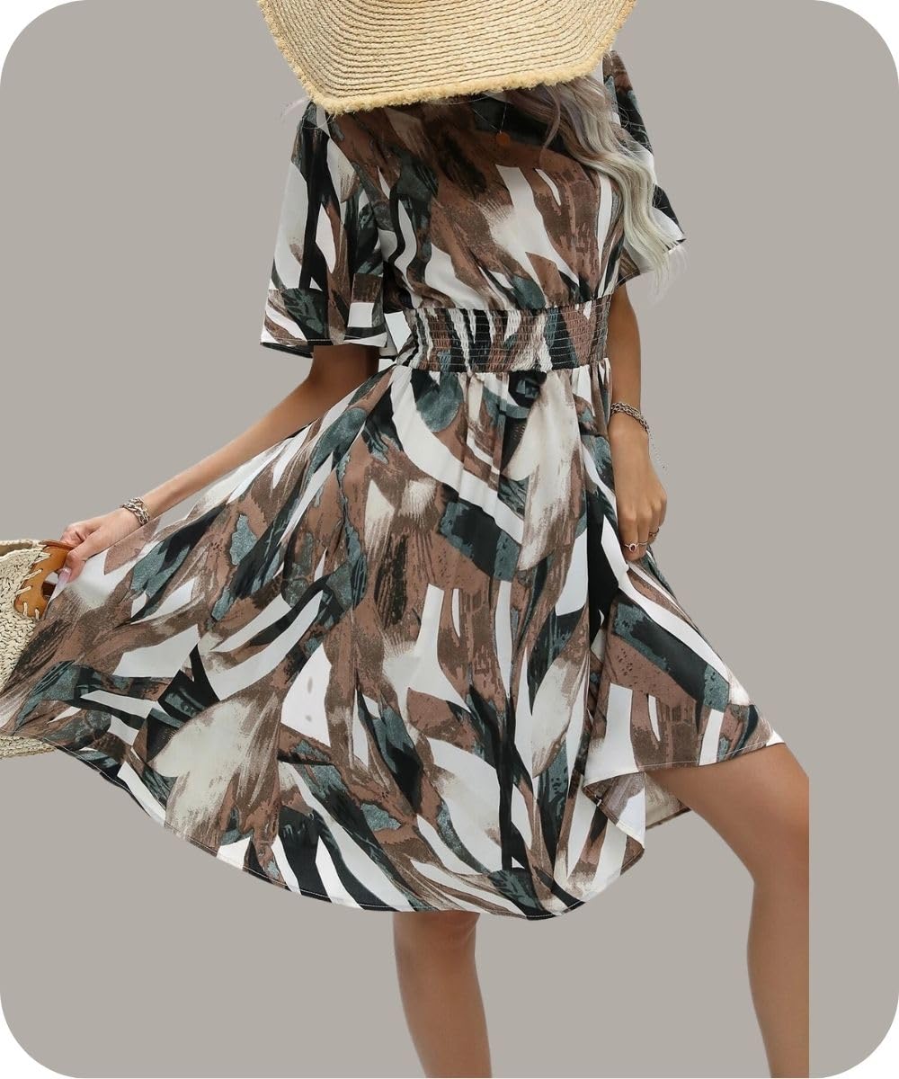 Leriya Fashion Midi Dress for Women - Brown - Image 5