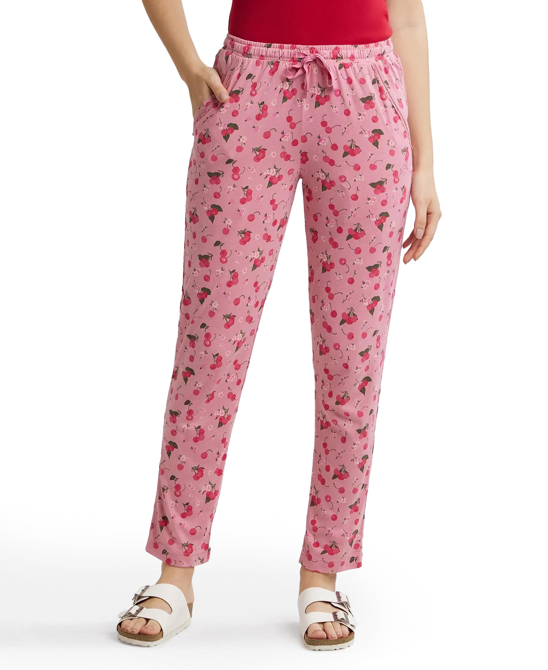 Jockey Women's Printed Pyjama Set with Lace Trim