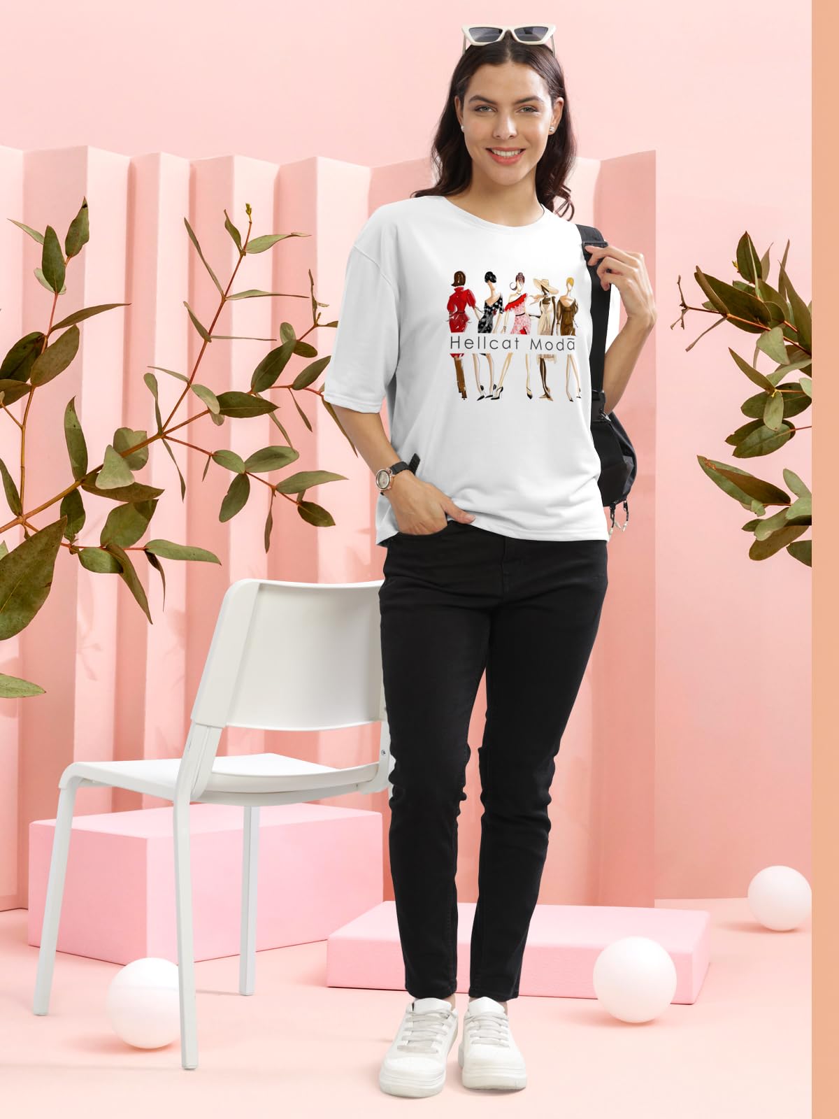 HELLCAT Women's White Printed Crop T-Shirt - Image 5