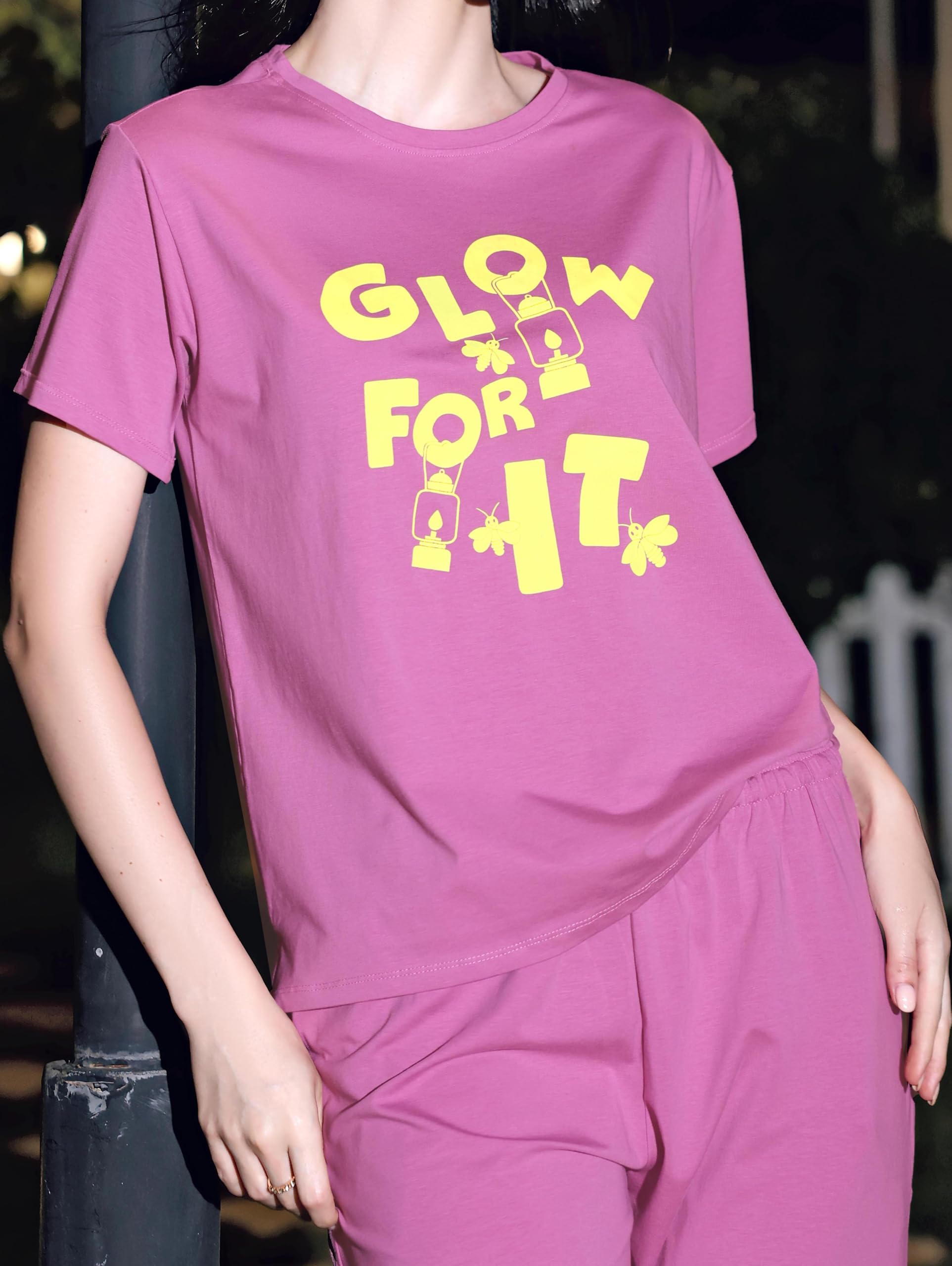 ZEYO Women's Pink Printed Cotton Lycra Night Suit - Image 2