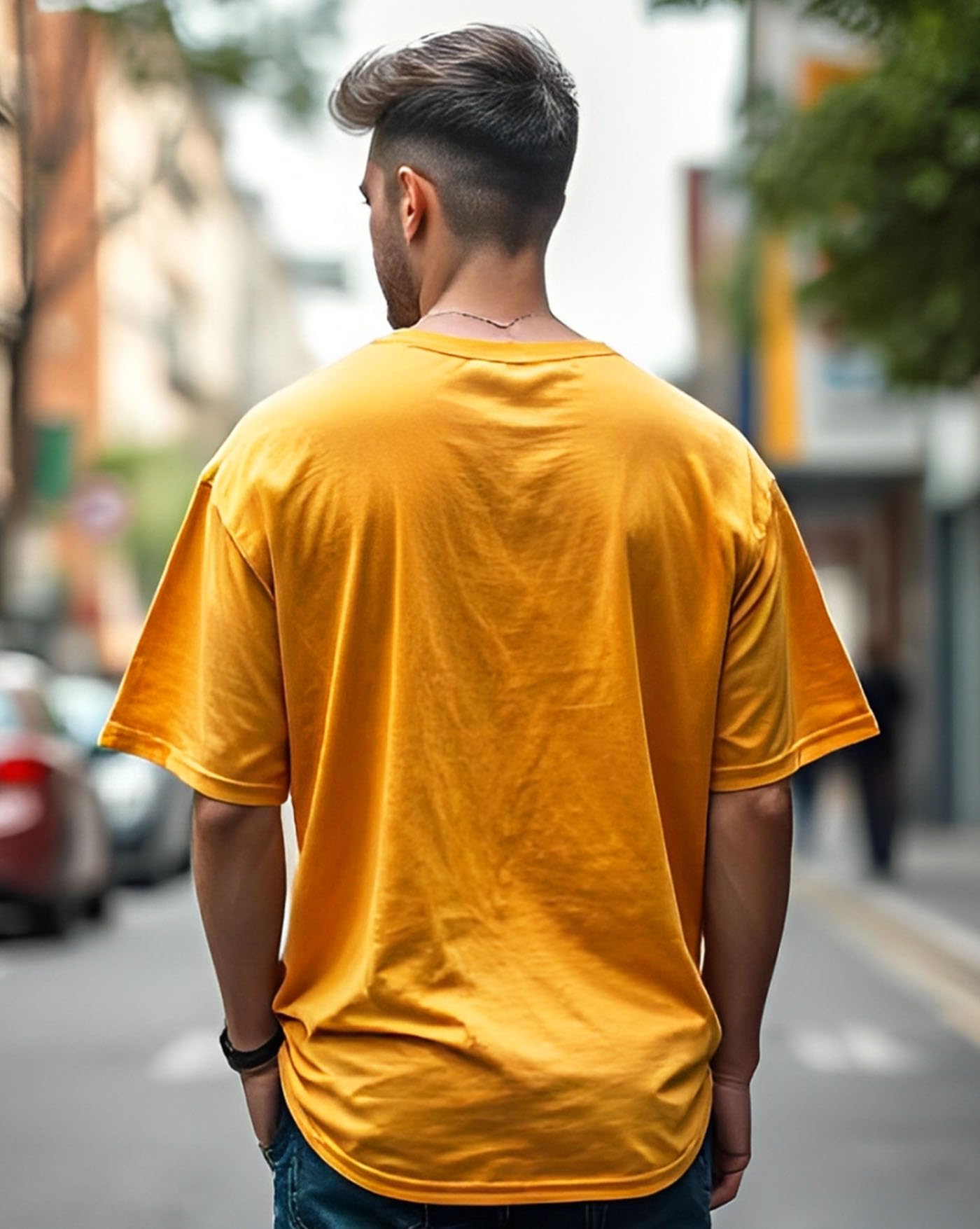 AUSK T-Shirt for Men - Mustard - Image 3