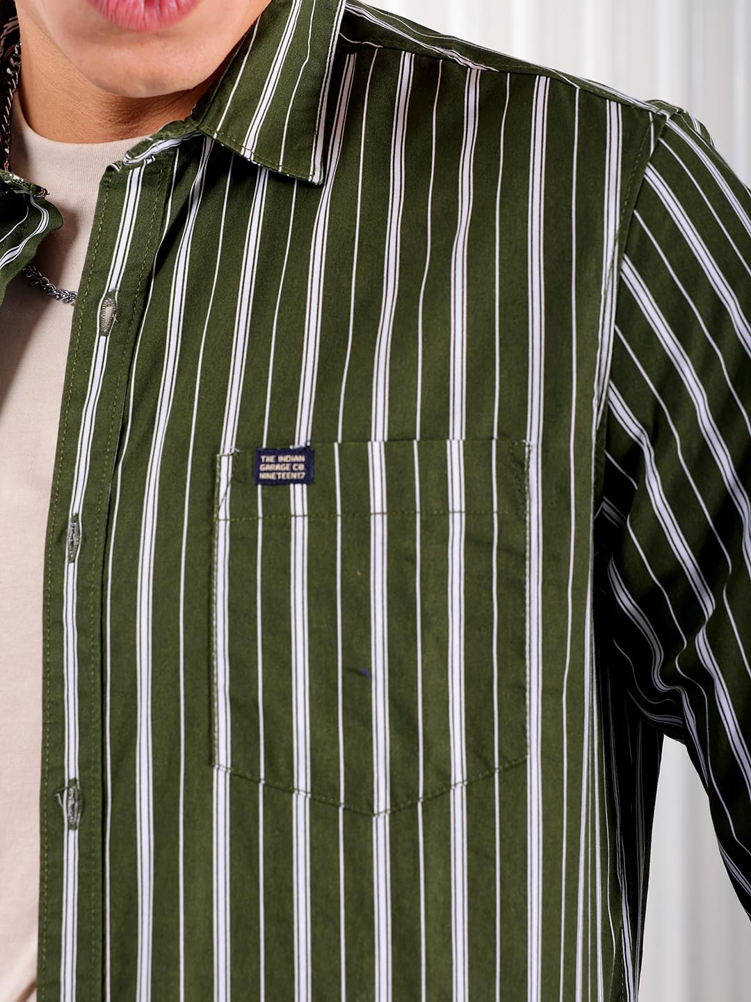 The Indian Garage Co Men's Slim Shirt - Olive Green - Image 4