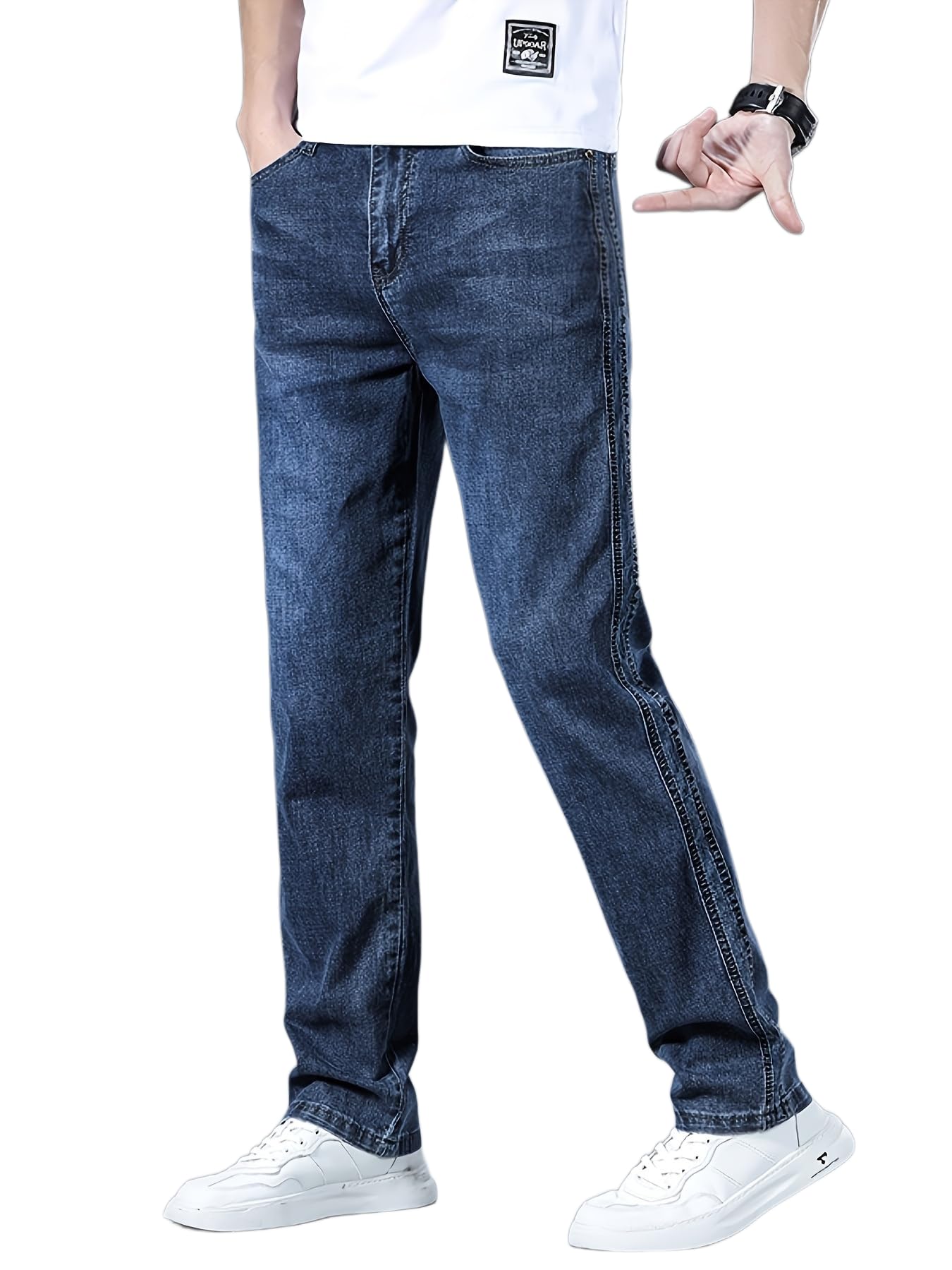 URBAN POCKETS Men's Classic Straight Fit Jeans