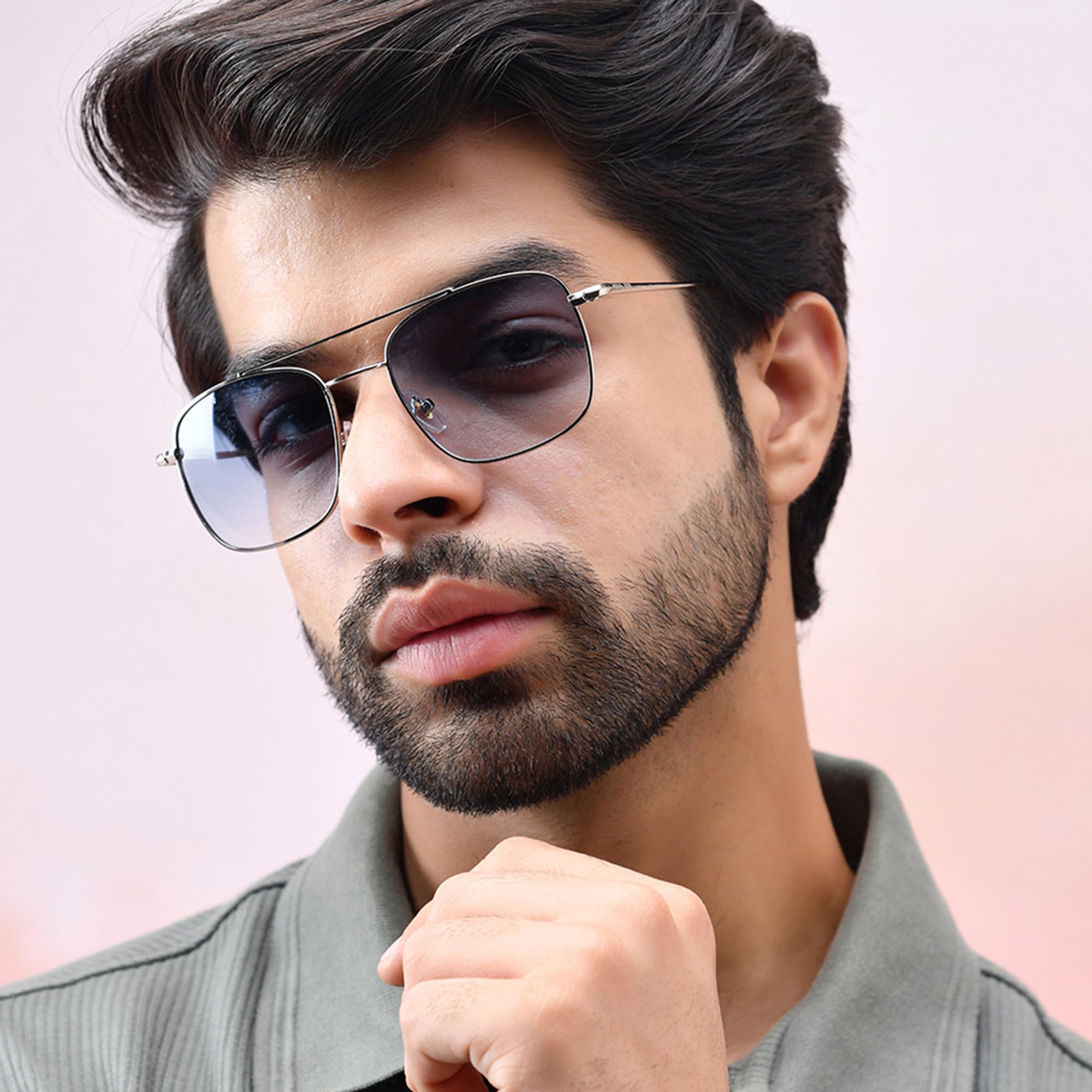 ROYAL SON Retro Square Sunglasses for Women - Green - Image 2