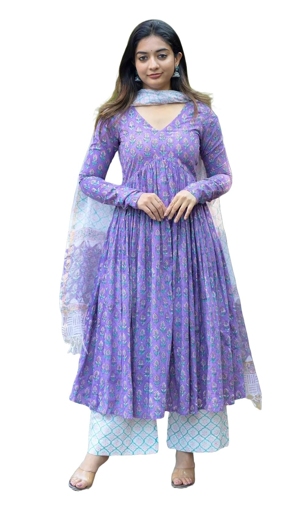 Nermosa Anarkali Kurta Set for Women - Purple