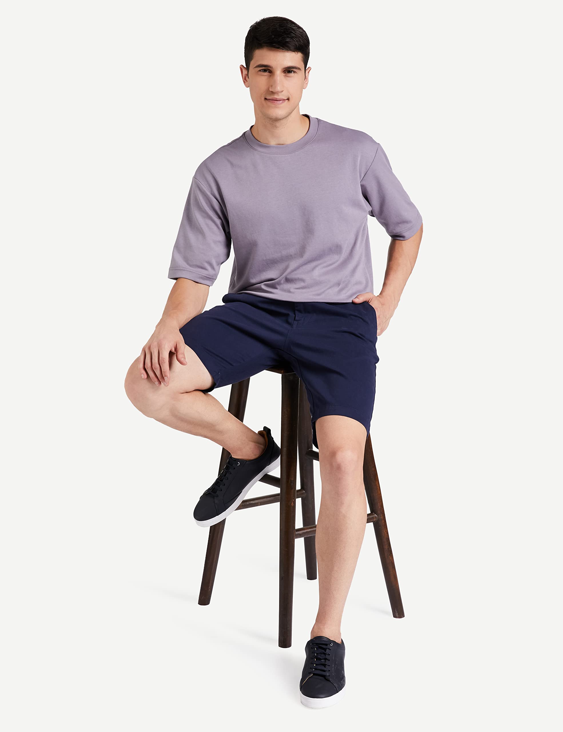 Symbol Men's Cotton Chino Shorts - Navy & Grey - Image 3