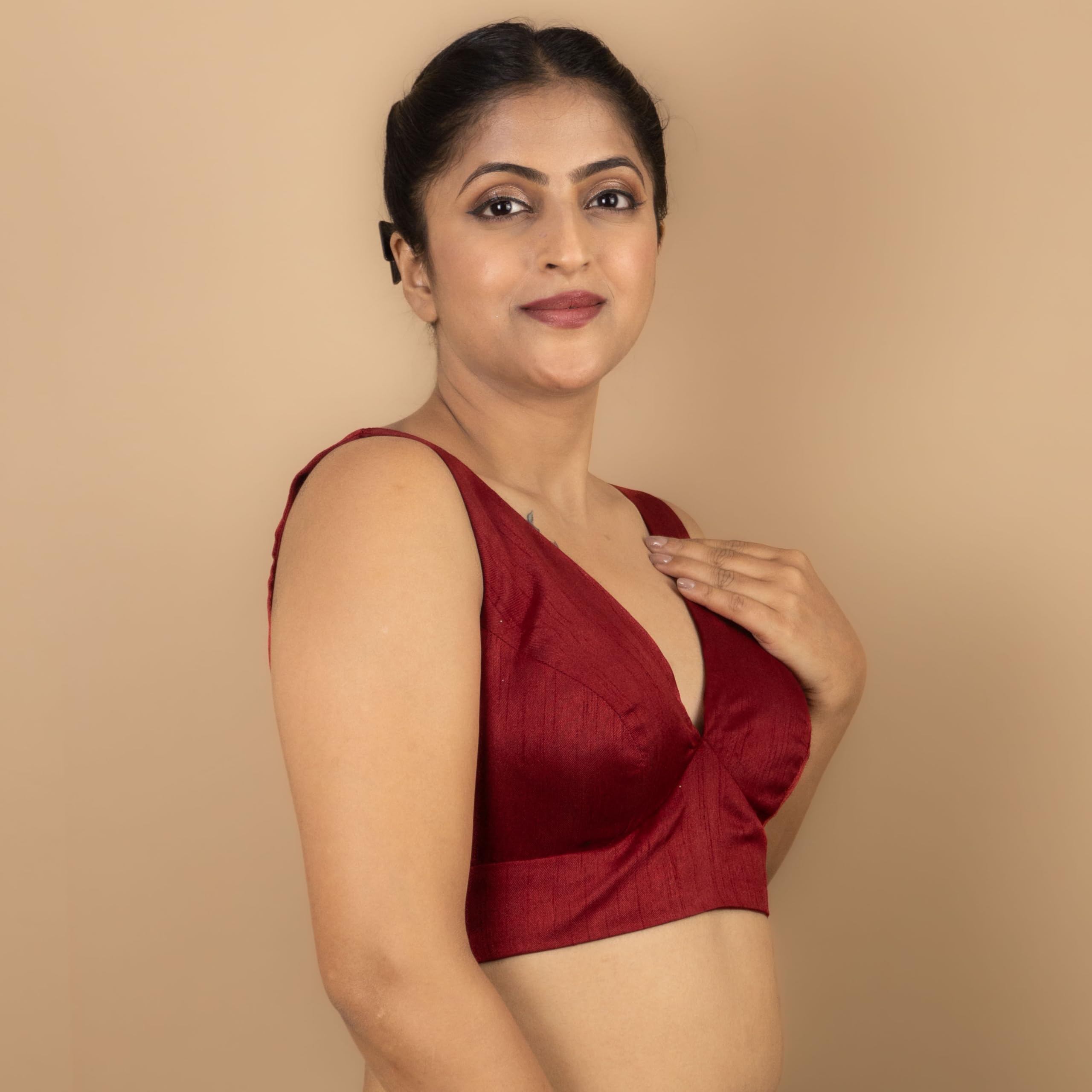 Sabyasachi Blouse - Maroon Raw Silk - Image 4