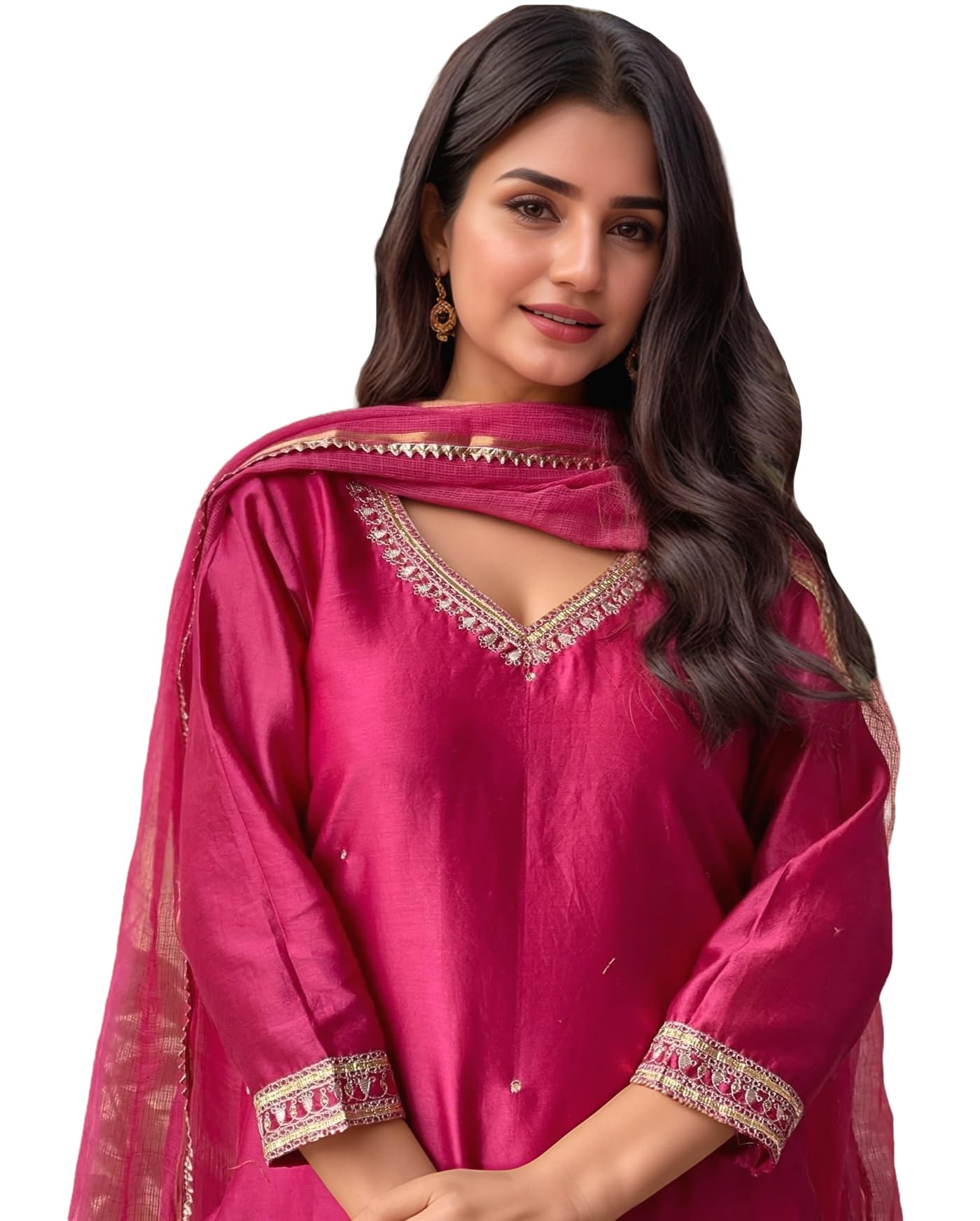 ANNI DESIGNER Pink Embroidered Rayon Kurta Set for Women