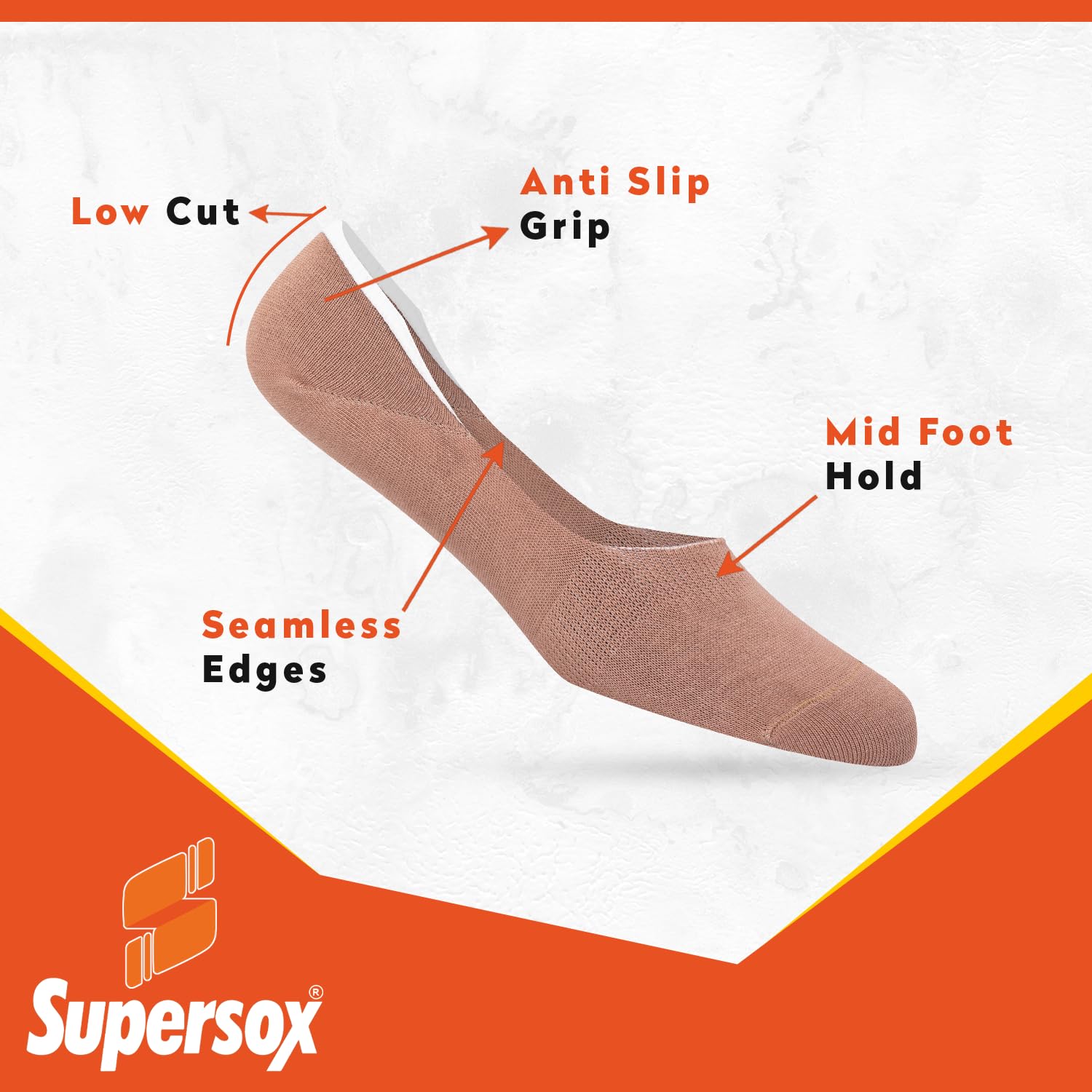 Supersox Women's No Show Socks - Nut Brown - Image 3