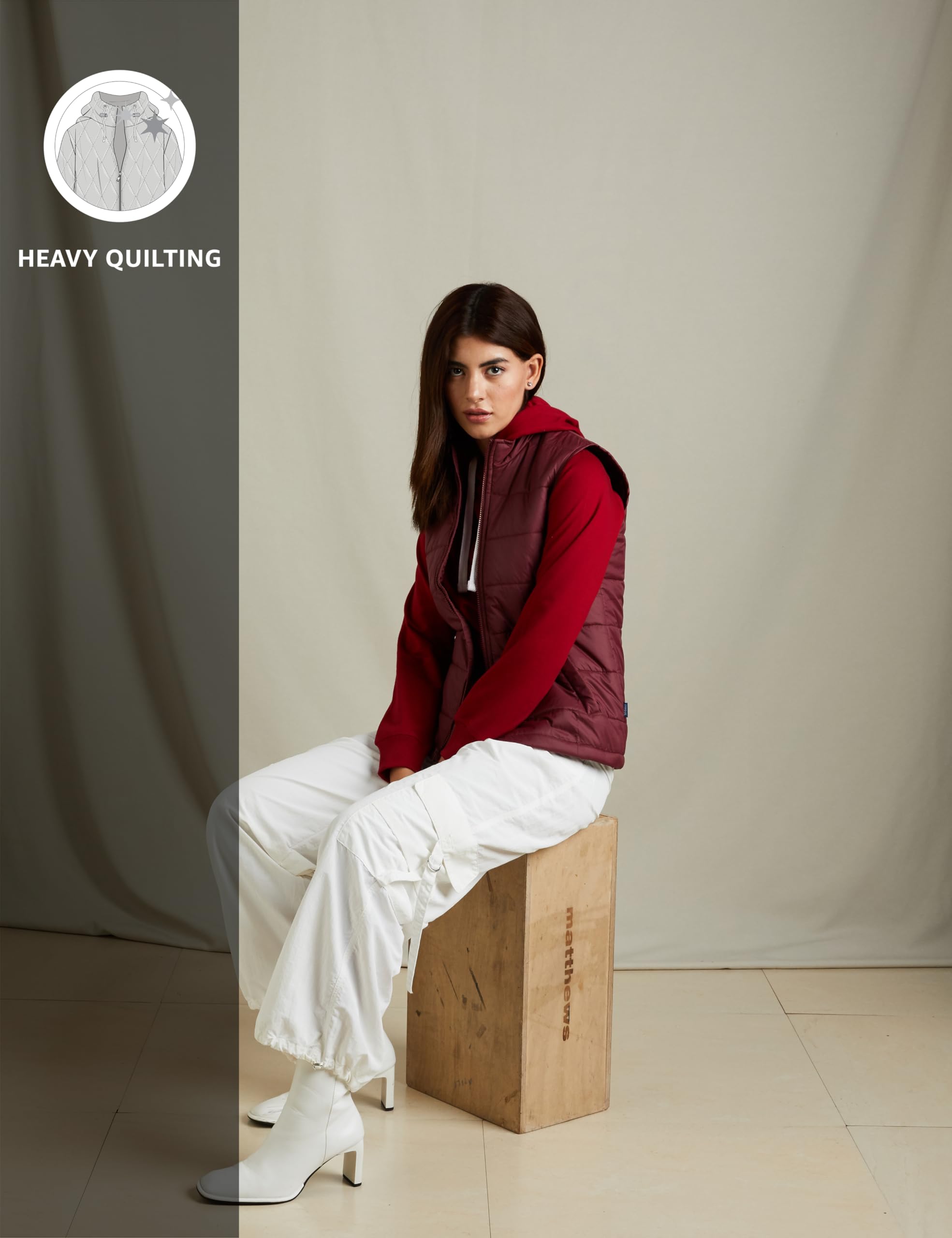 Symbol Women's Quilted Jacket - Maroon - Image 3