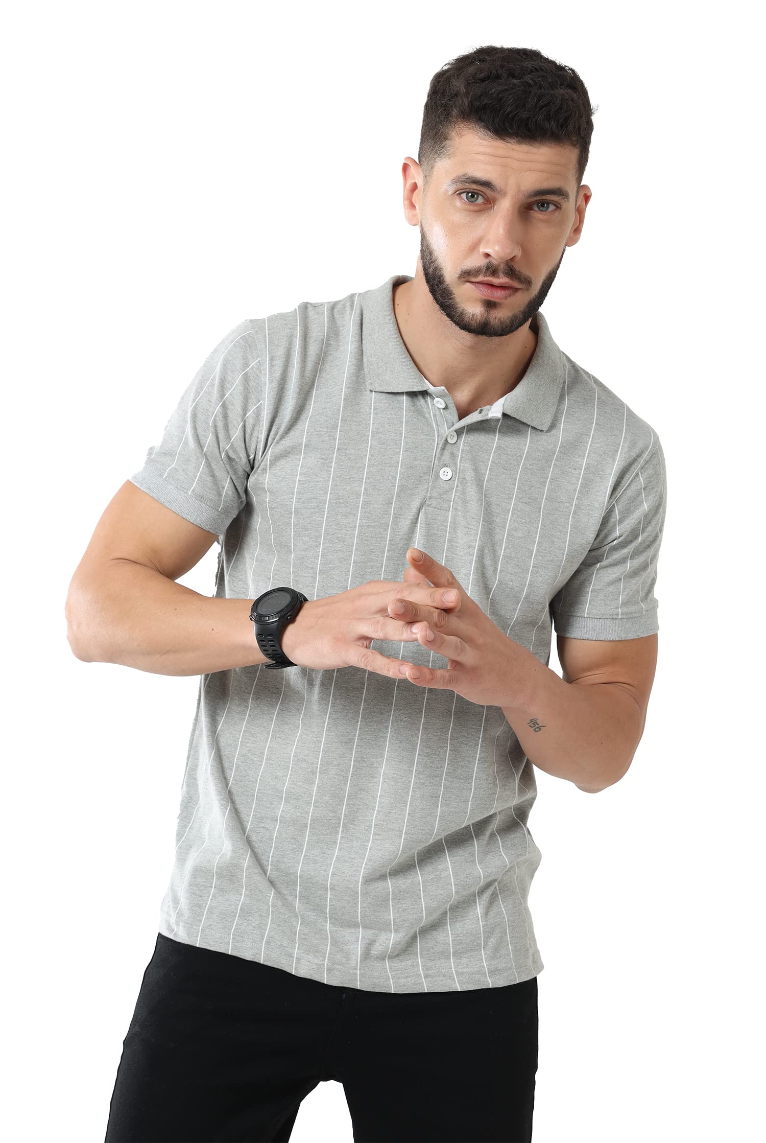 fanideaz Men's Cotton Half Sleeve Striped T-Shirt