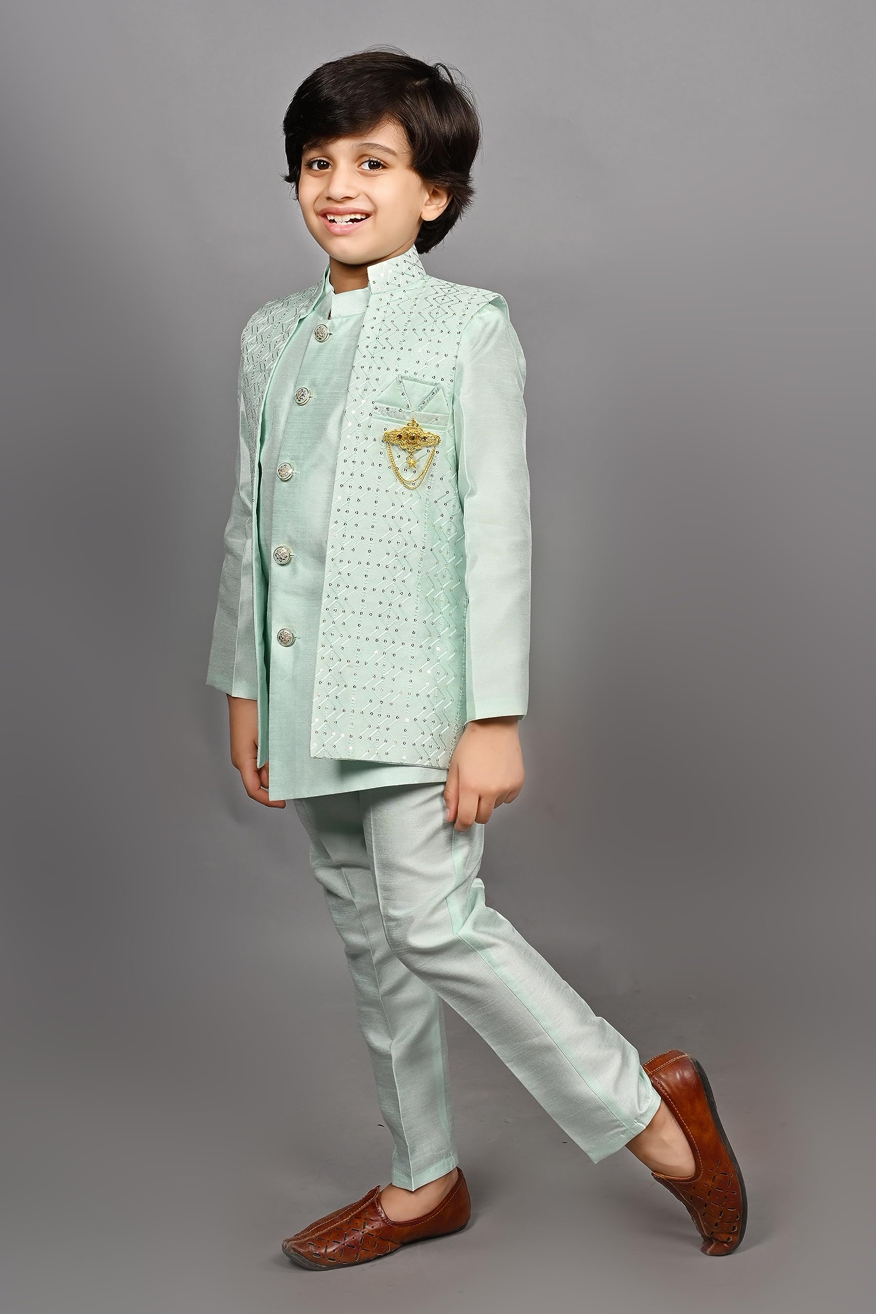 Ahaaaa Kids Ethnic Silk Blend Sherwani Set for Boys - Image 4