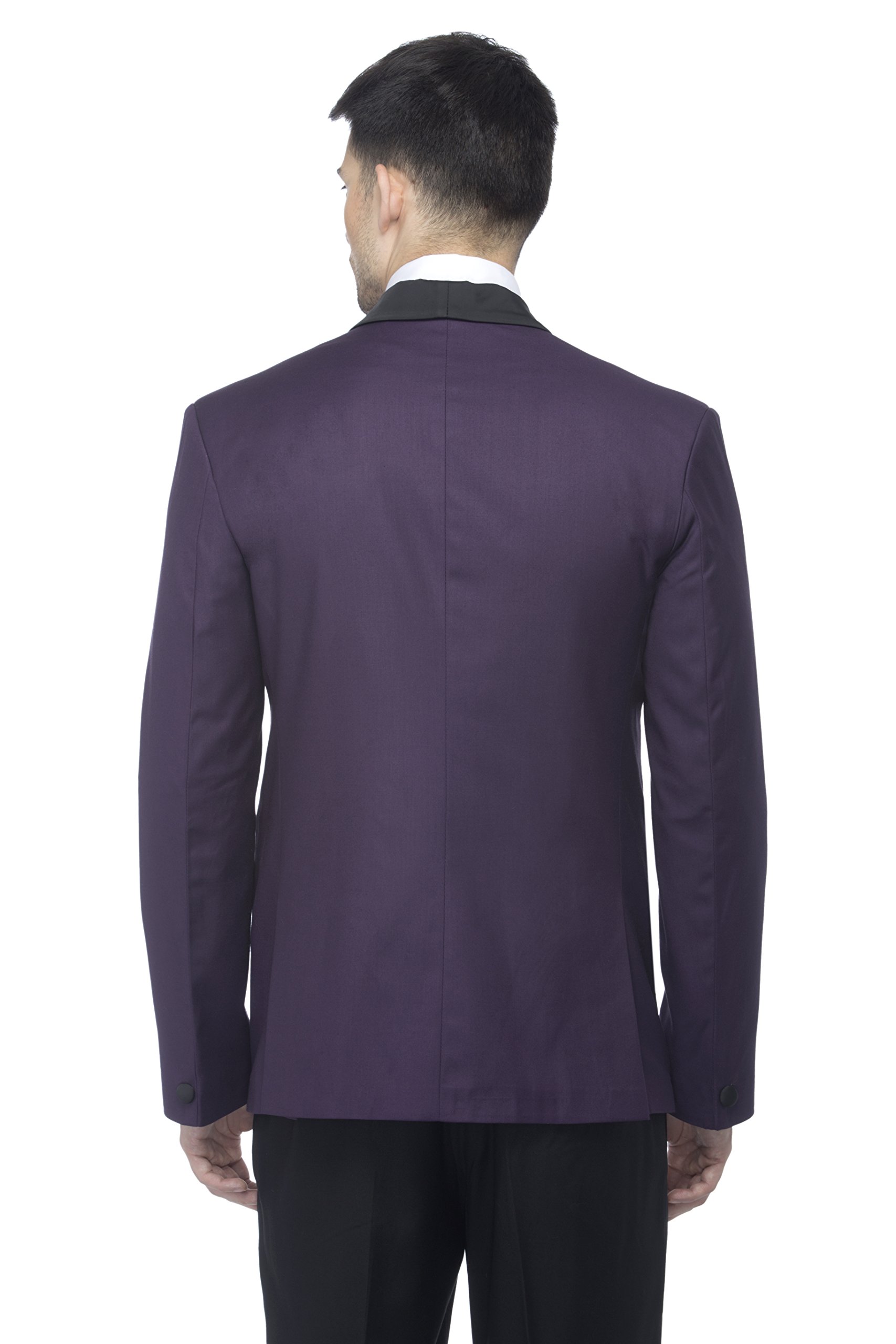 FAVOROSKI Men Shawl Collar Tuxedo Suit Blazer - Deep Purple - Image 2