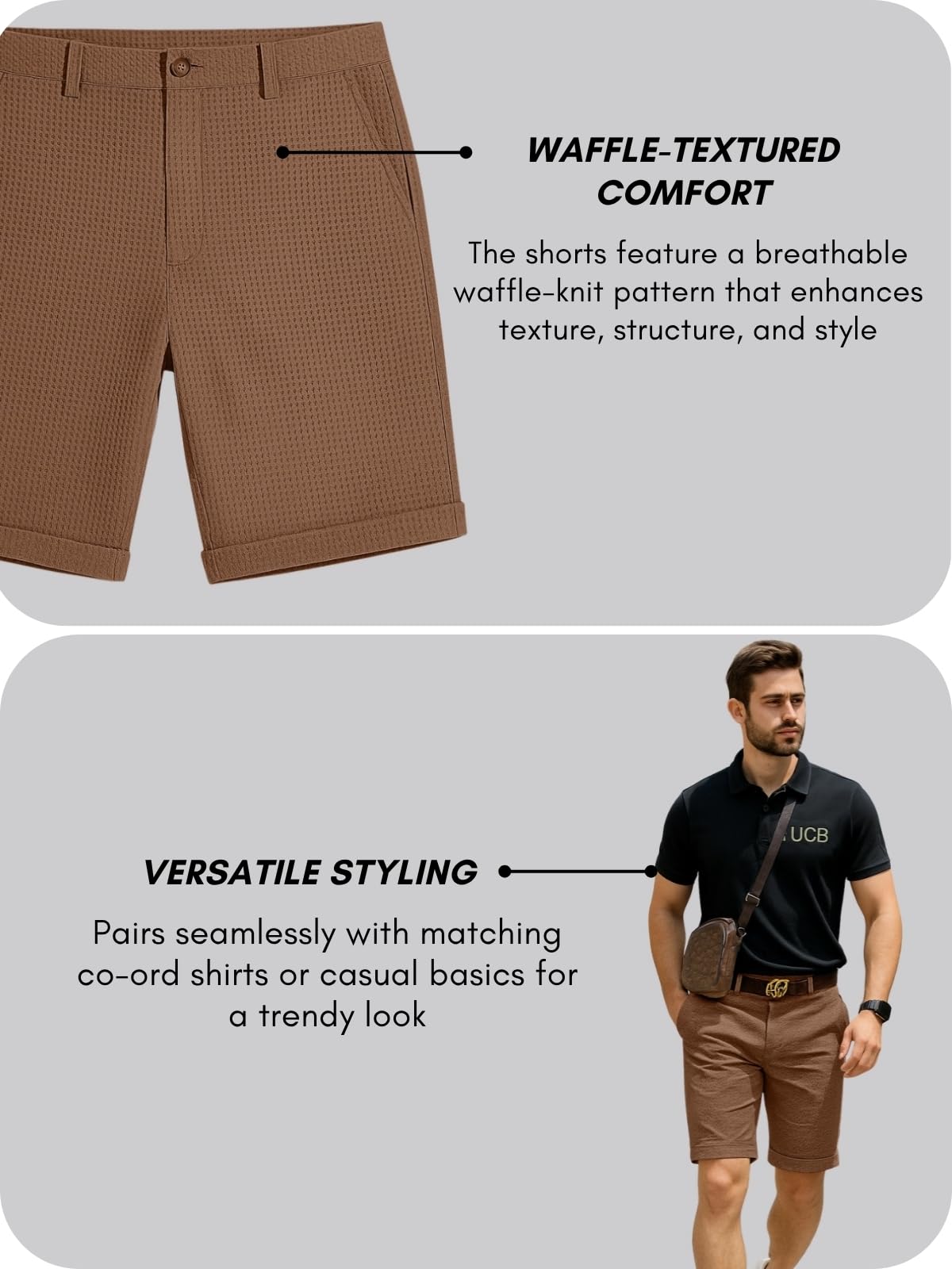 GRECIILOOKS Men's Brown Shorts - Image 5