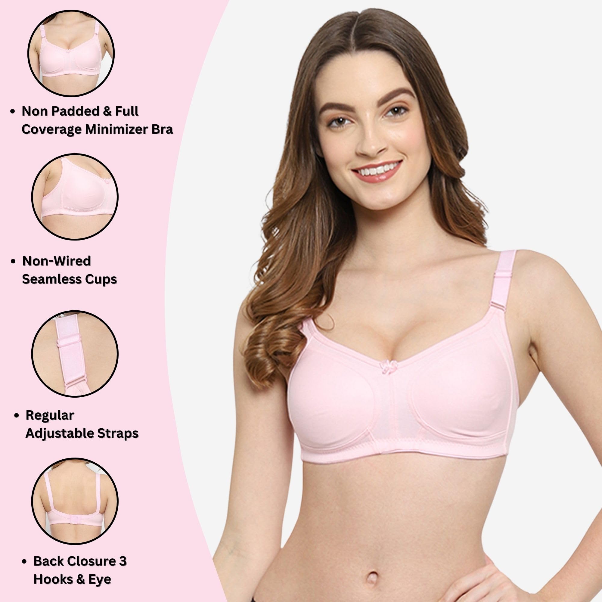 Floret Minimizer Bra for Women - Pink - Image 2