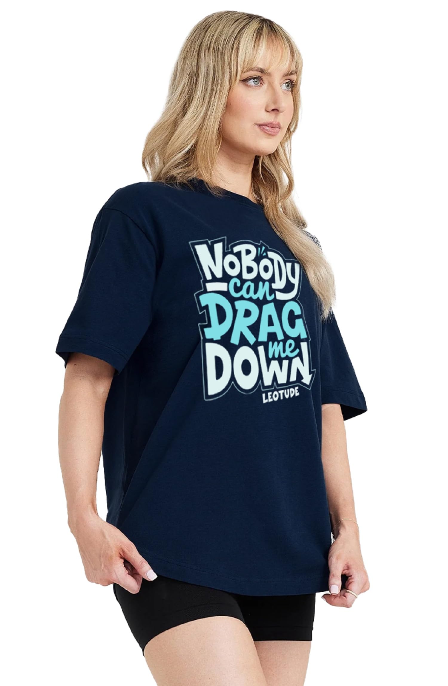 LEOTUDE Womens T-Shirts - Navy - Image 3