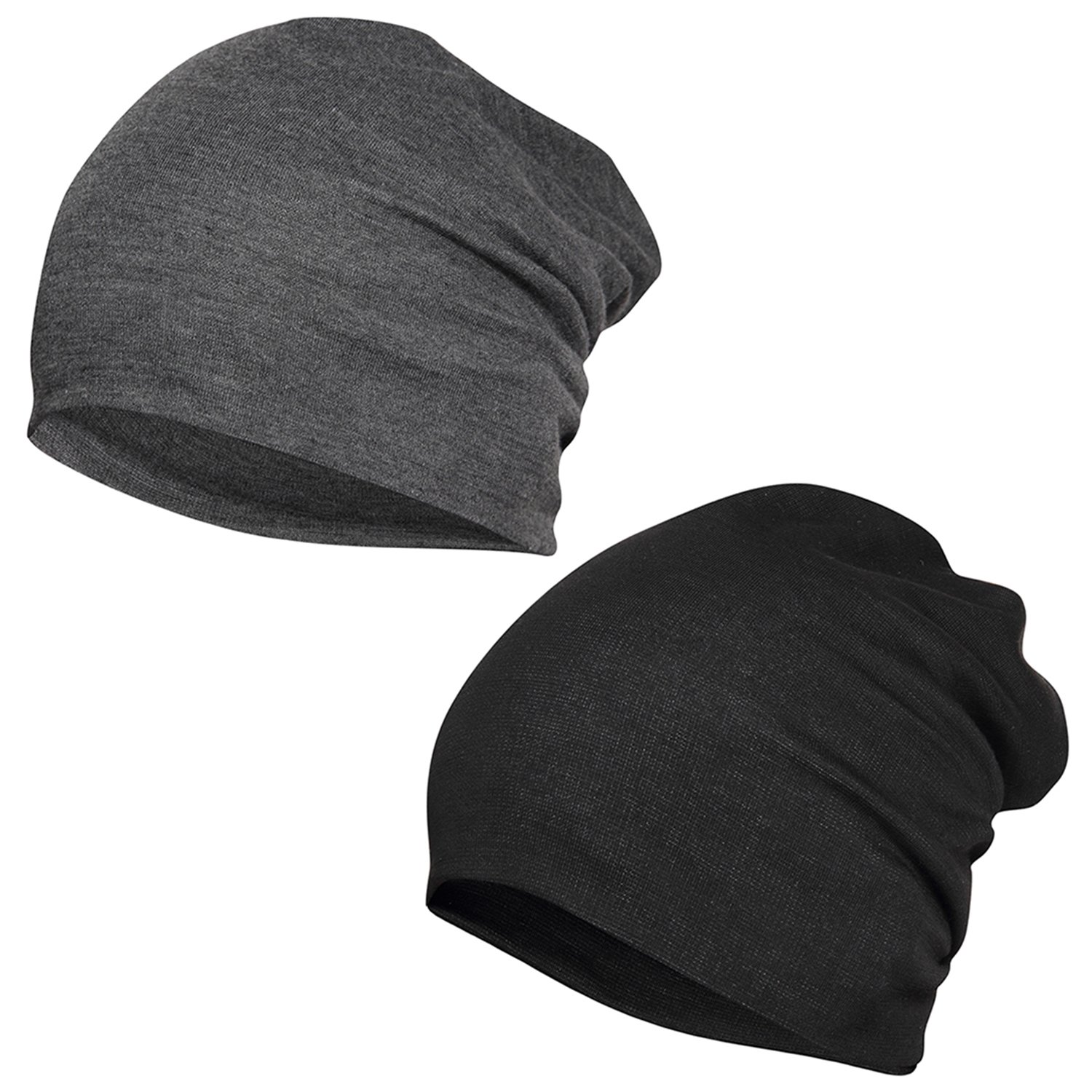 FabSeasons Black Cotton Slouchy Beanie for Men & Women