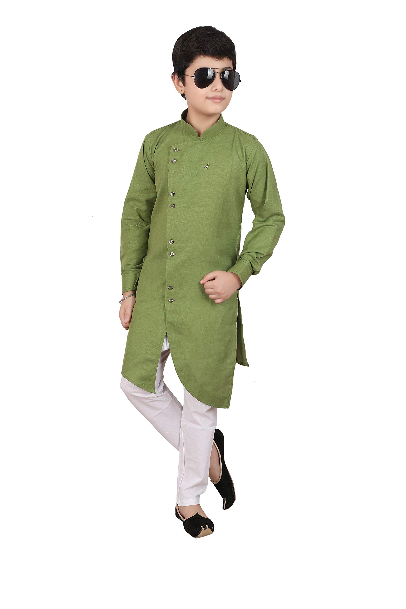 Pro-Ethic Boy's Cotton Blend Kurta Pajama Set - Green - Image 3