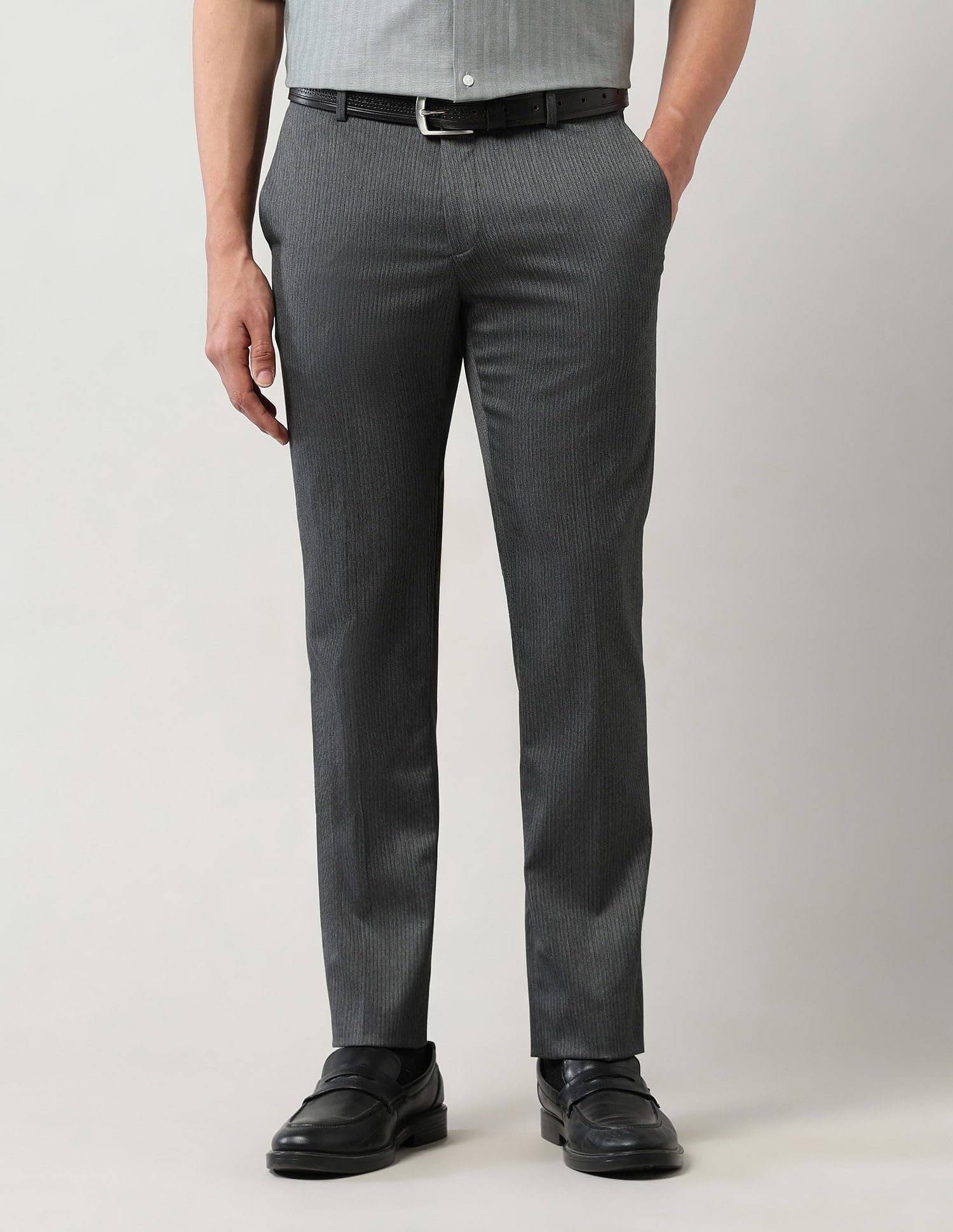 Arrow Men's Dark Grey Tapered Suit Trousers - Image 2