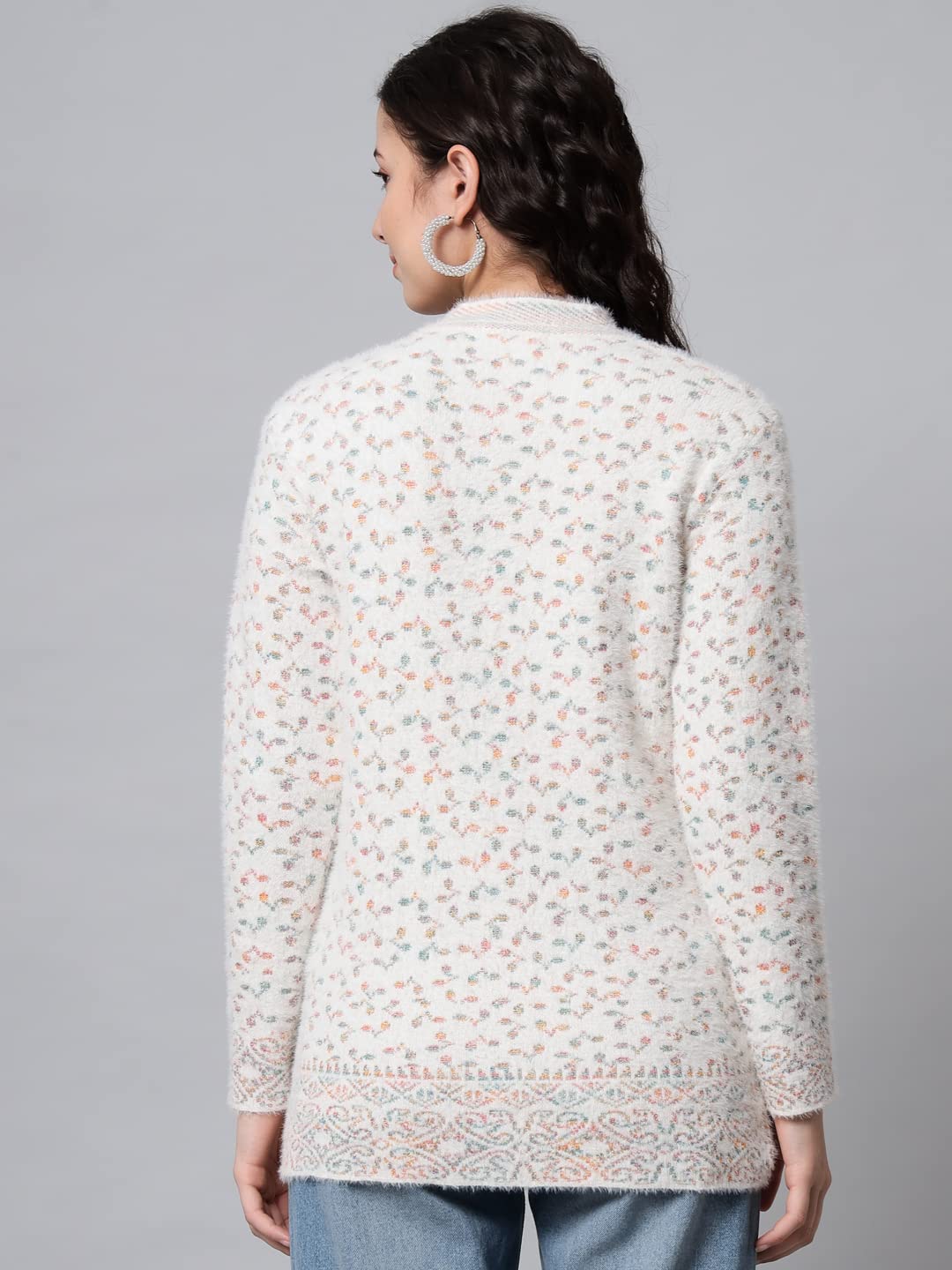 eWools Women's Knitted Cardigan - White - Image 2