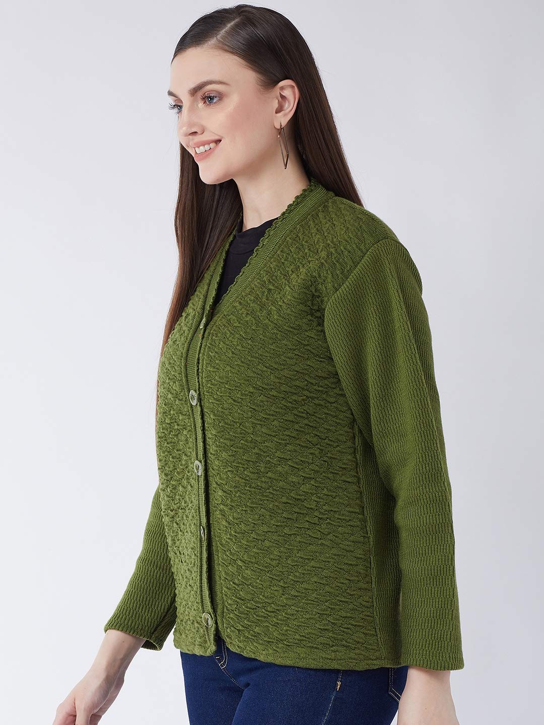 Pivl Women's Casual Sweater Cardigan - Olive - Image 3
