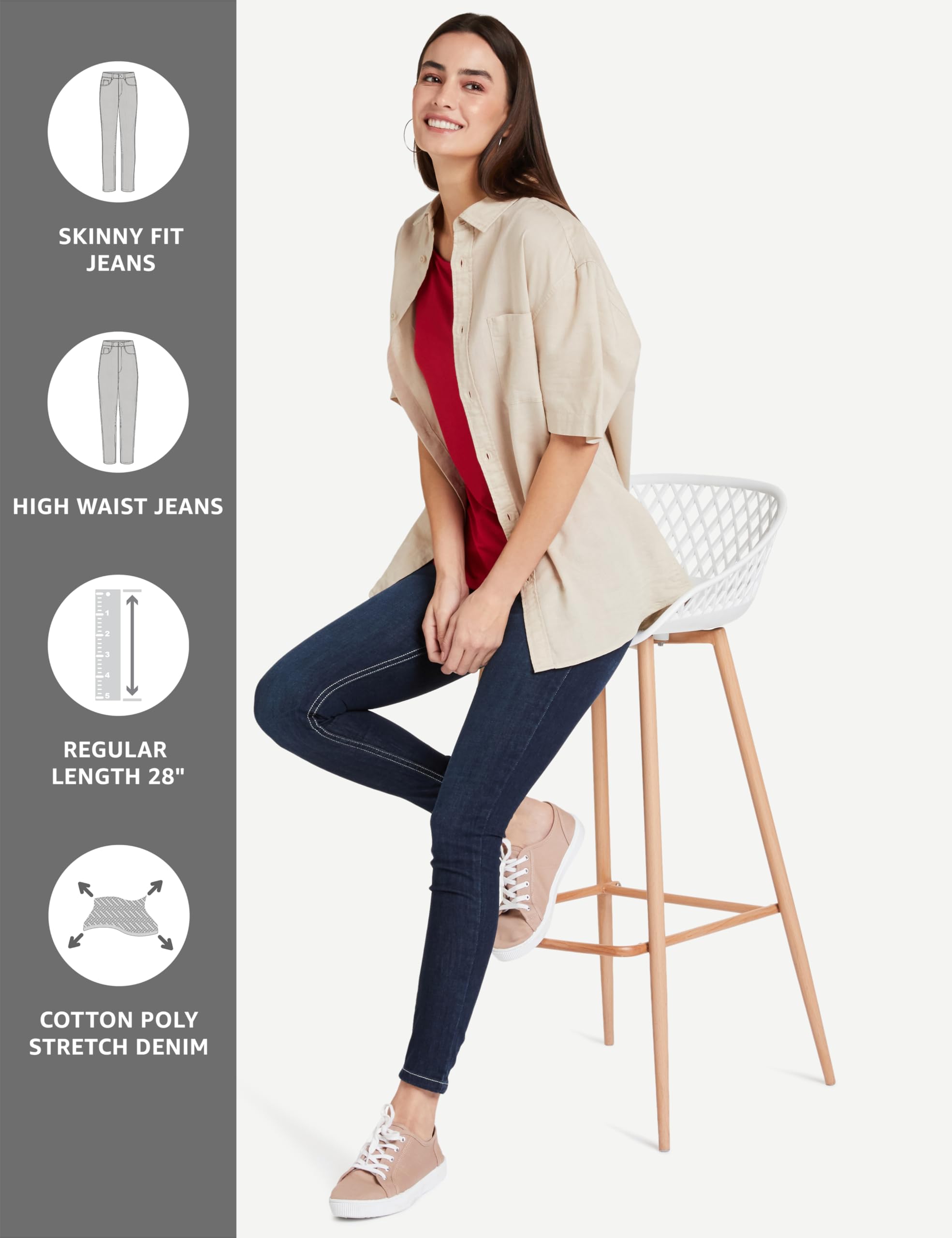 Amazon Women's Skinny Jeans - Dark Blue - Image 3