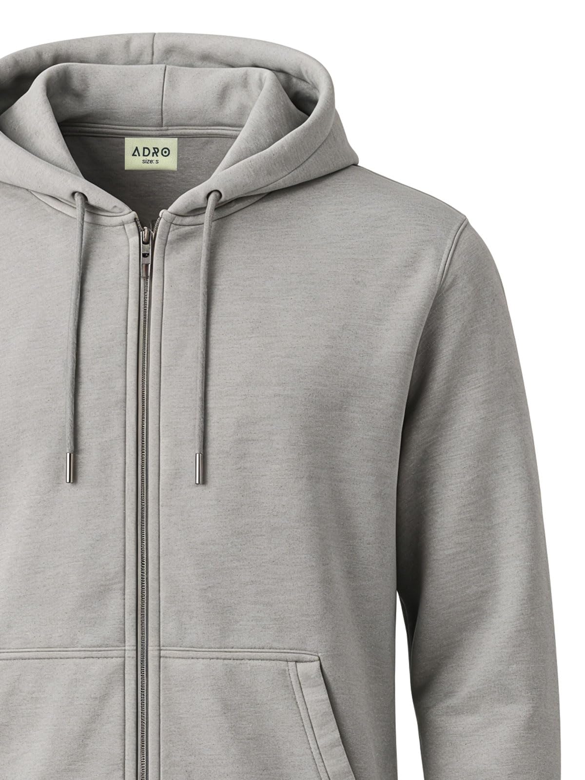 ADRO Men Cotton Hooded Sweatshirt - Grey - Image 3