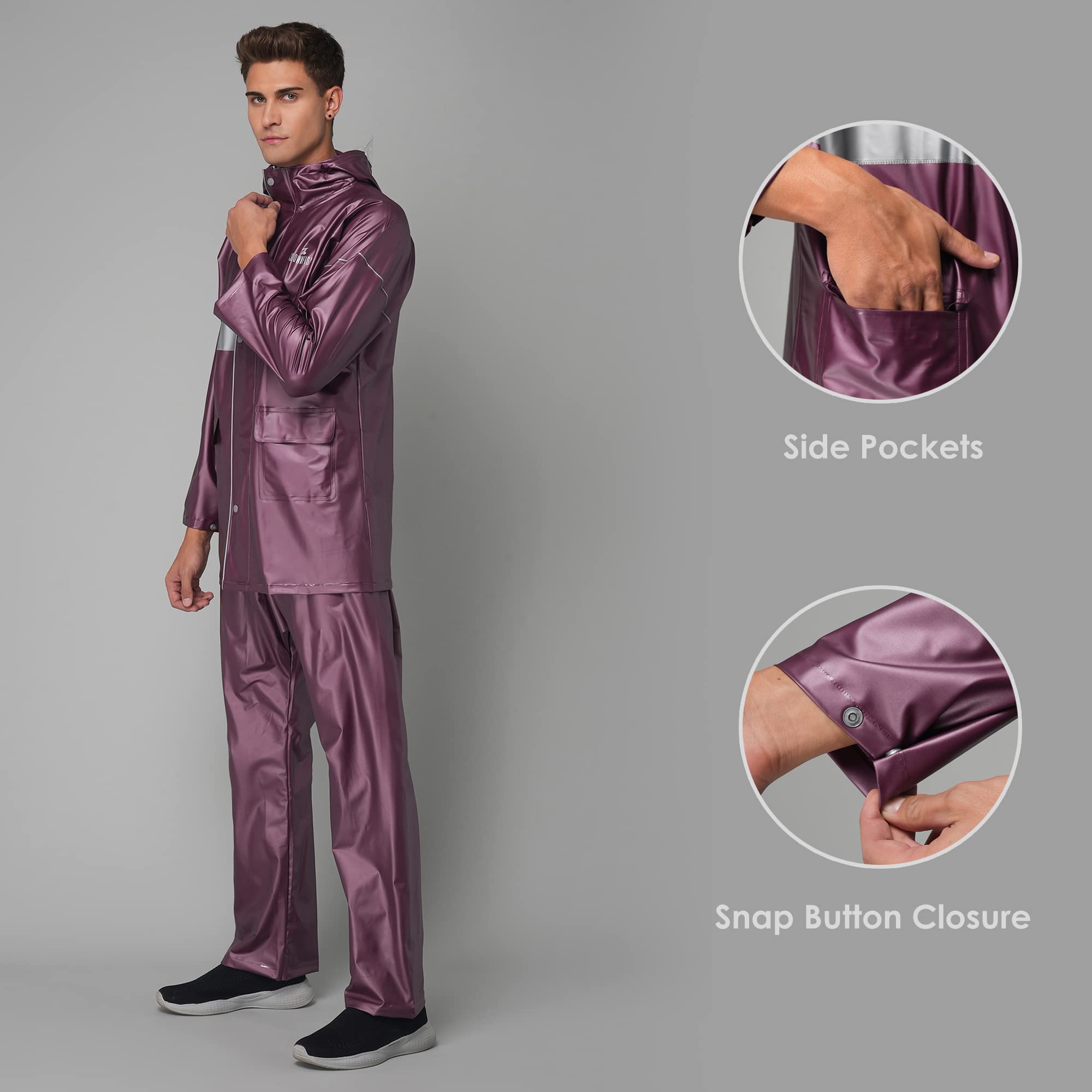 THE CLOWNFISH Men's Waterproof Rain Coat with Hood - Image 4