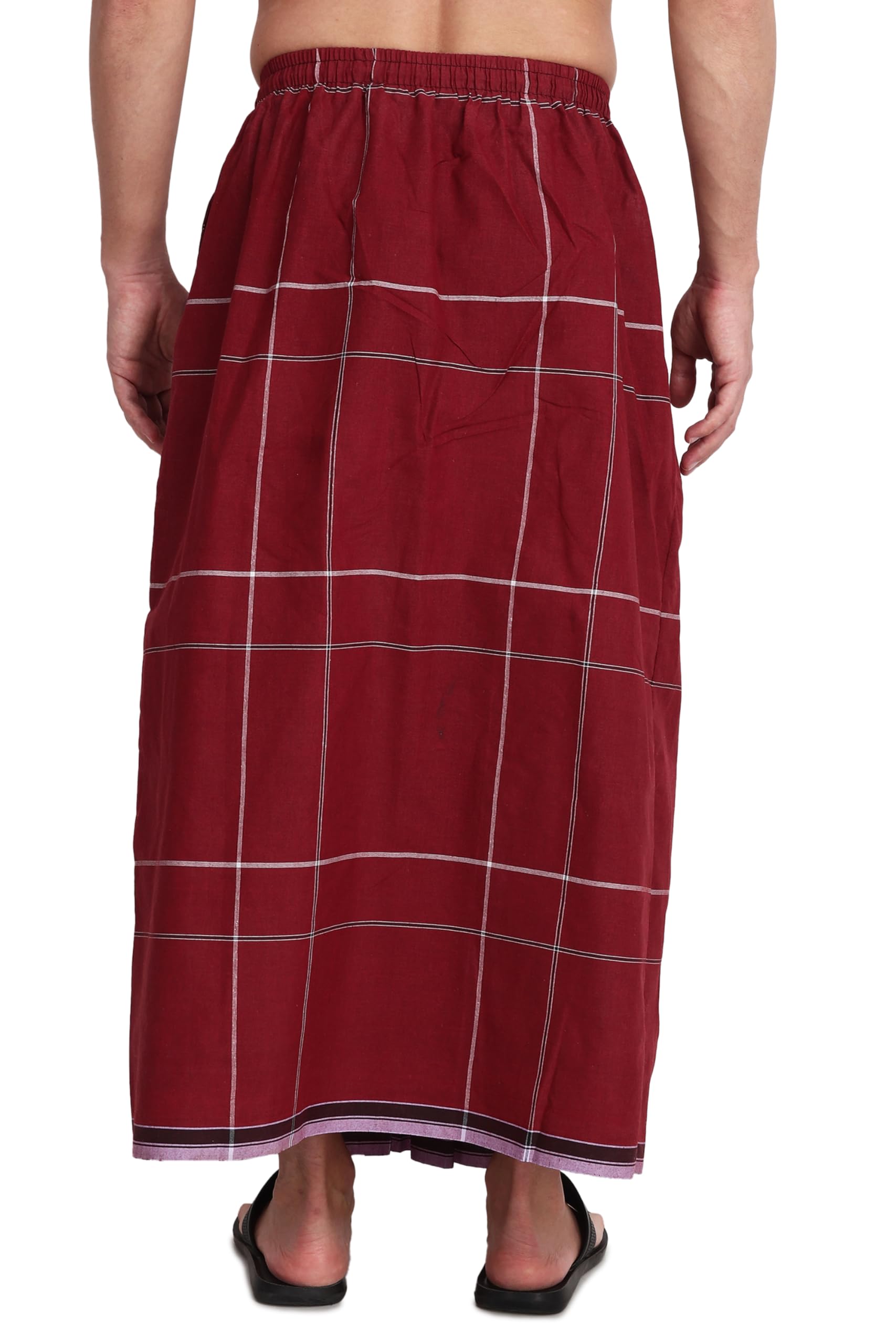 Gowri Tex Elastic Cotton Lungi - Red - Image 5