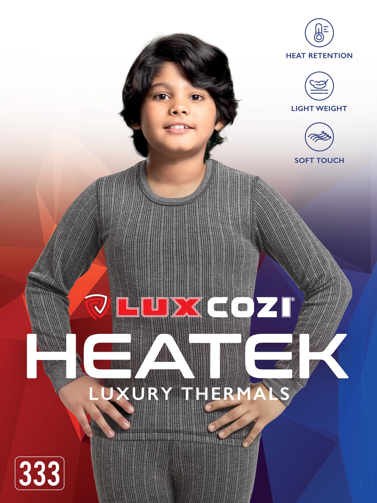Lux Cozi Boy's Thermal Top - Charcoal - Image 4