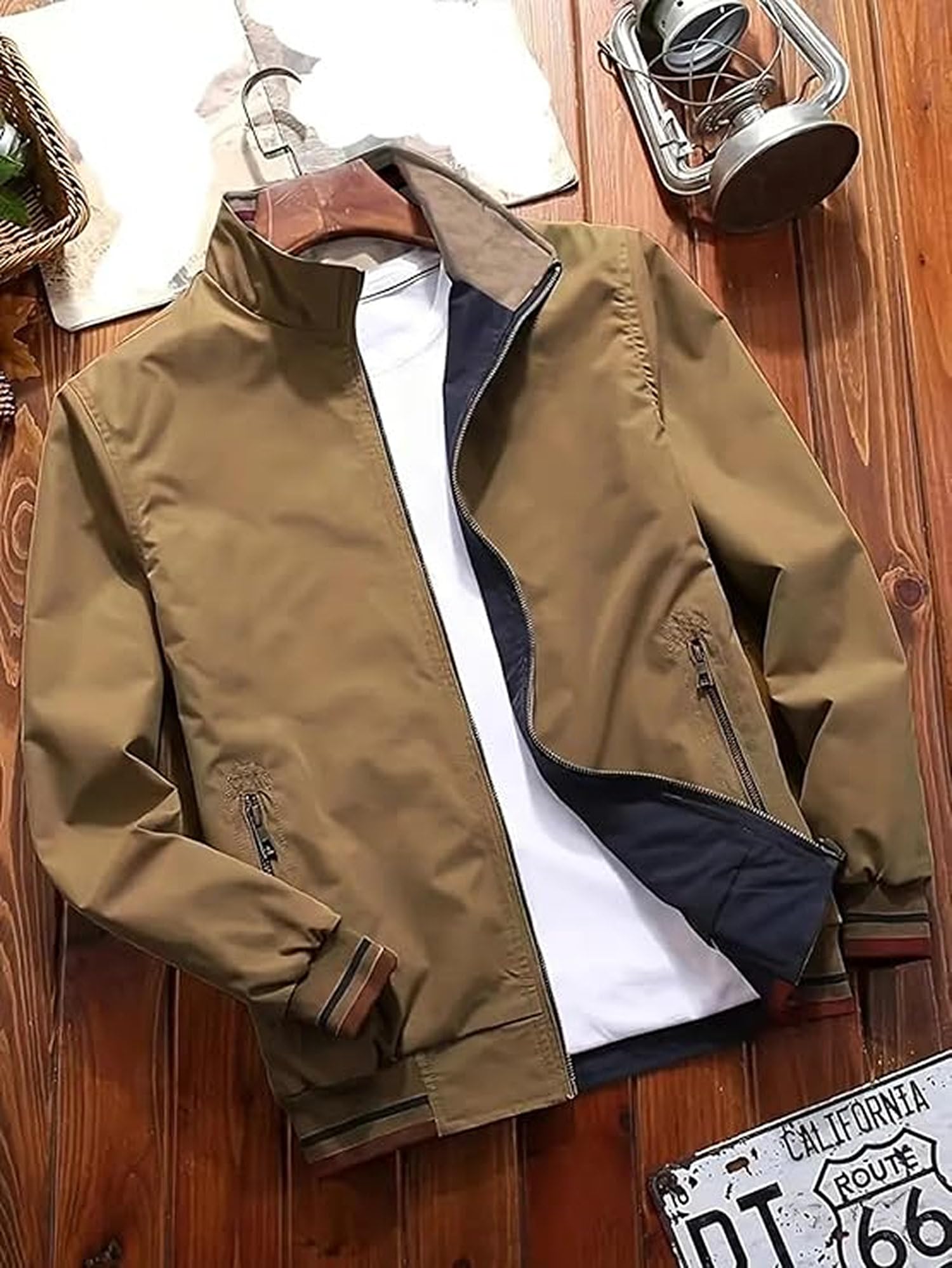 Lymio Men's Khaki Bomber Jacket - Image 2