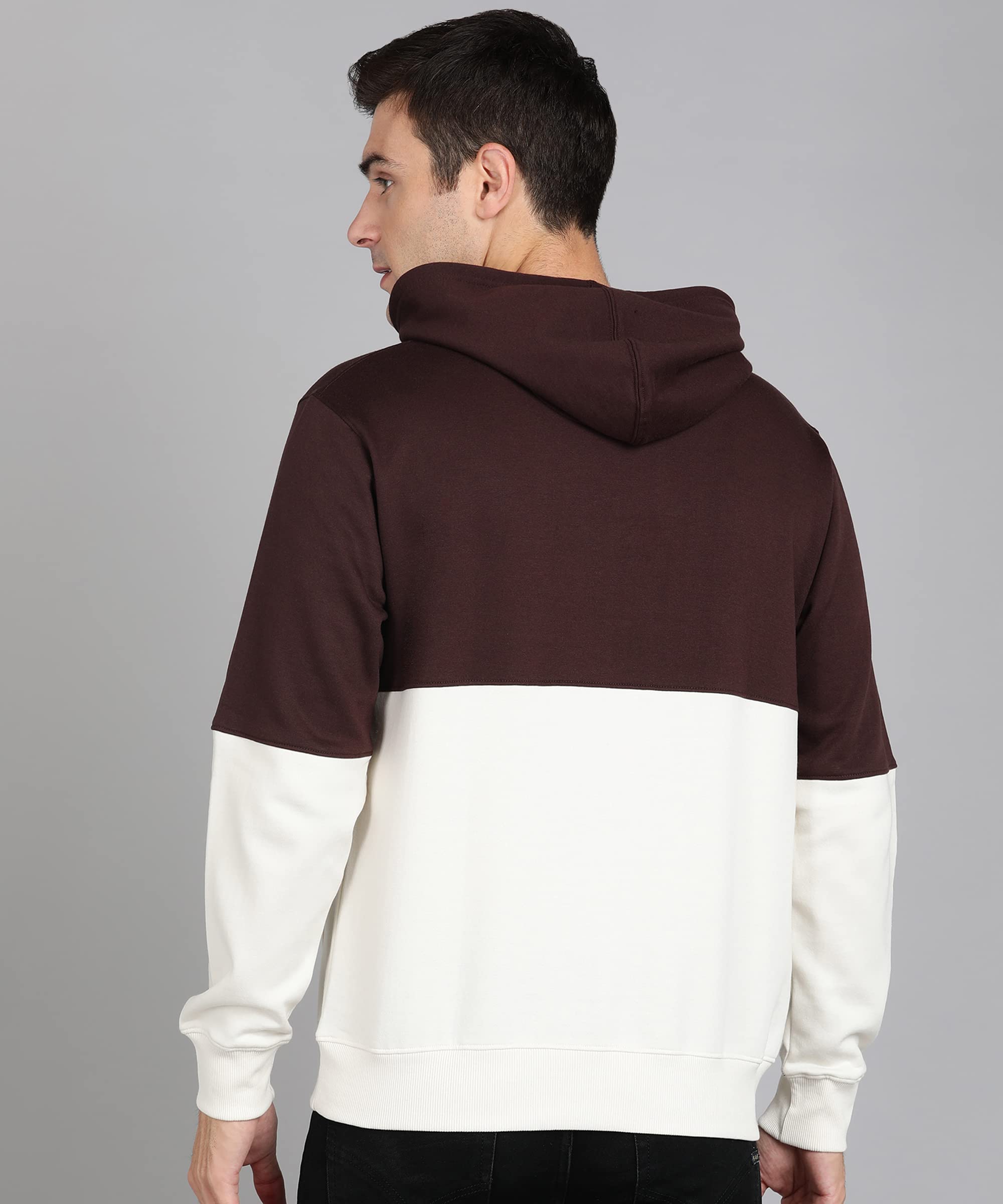 Alan Jones Men's Brown Colorblock Cotton Hooded Sweatshirt - Image 4