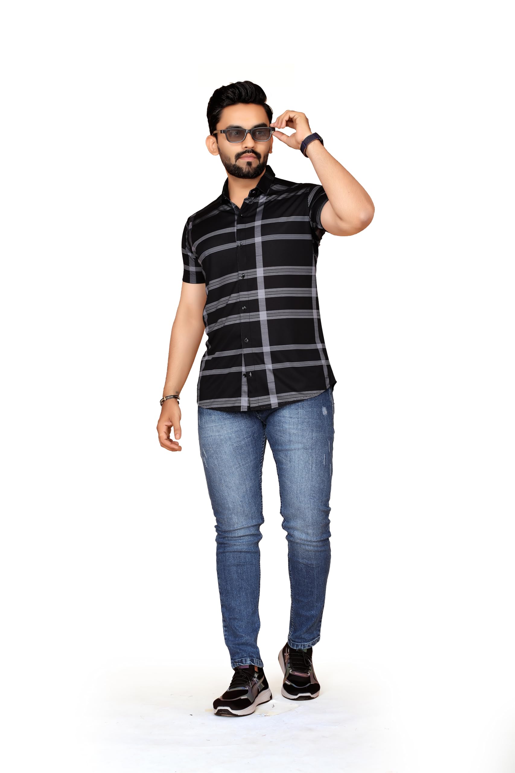 FABRIPPLE Men Printed Half Sleeve Shirt - Black - Image 3