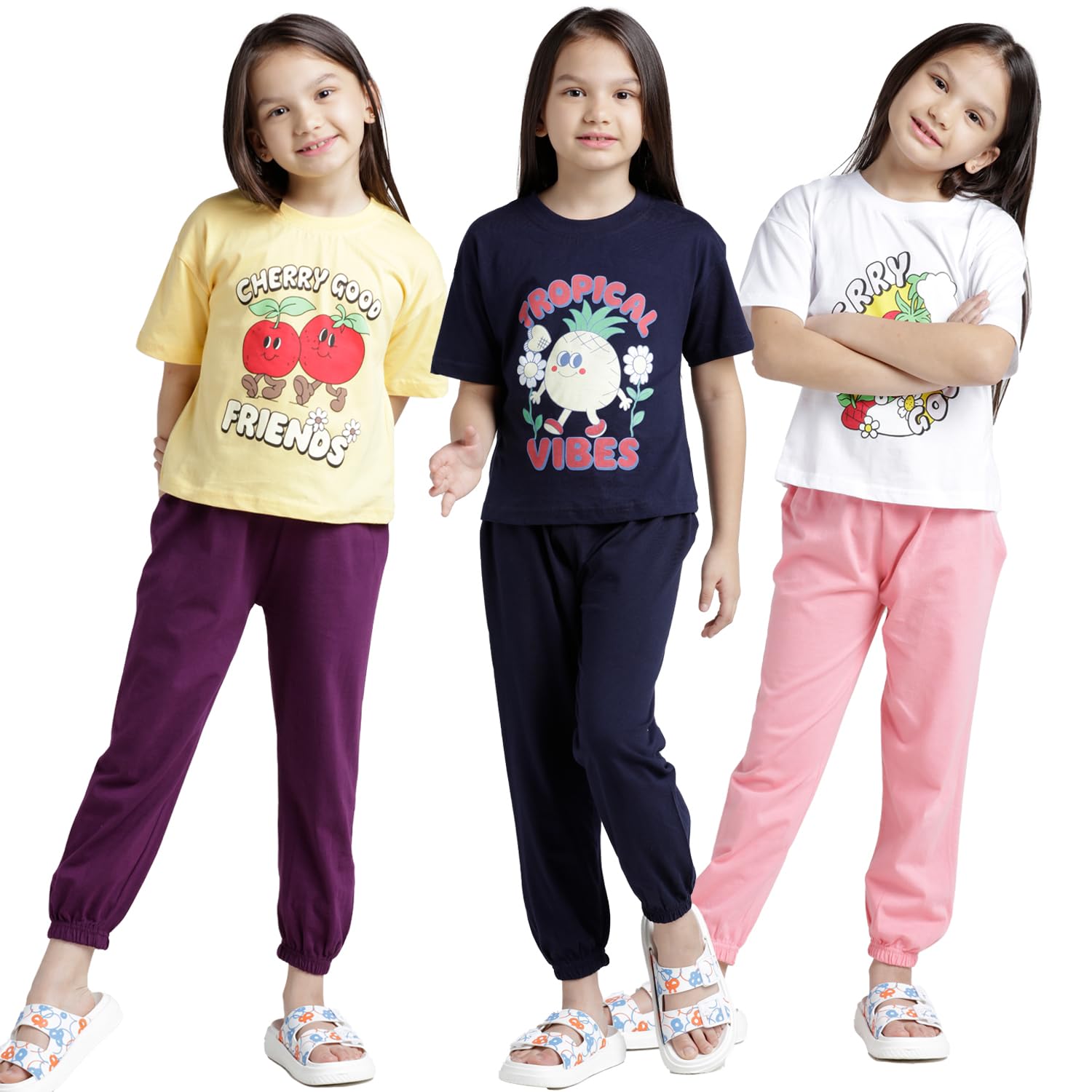 GarbGlide Girls Tshirt and Pants Set - Multicolor