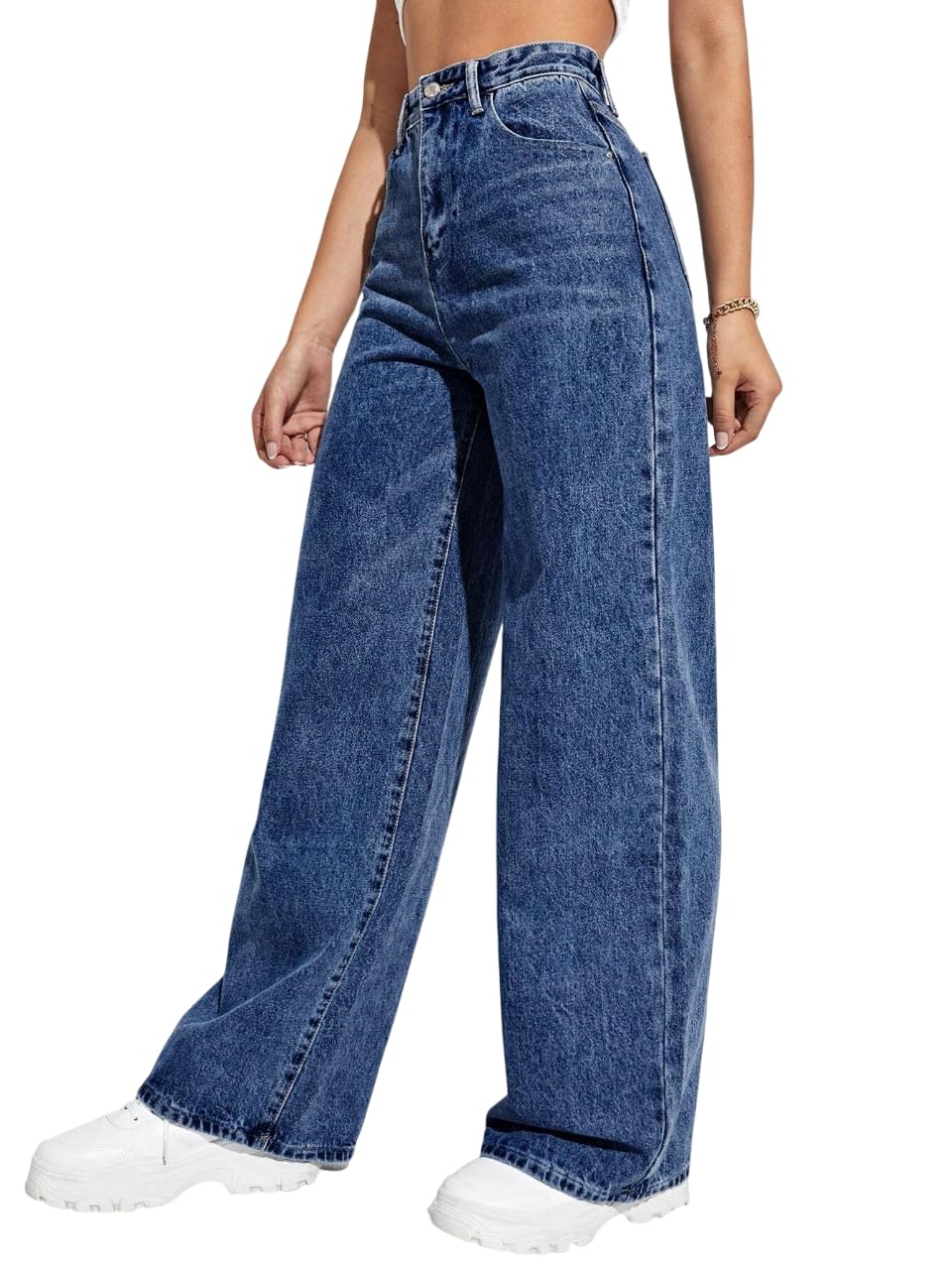TAGAS Women's High-Rise Wide Leg Jeans - Blue