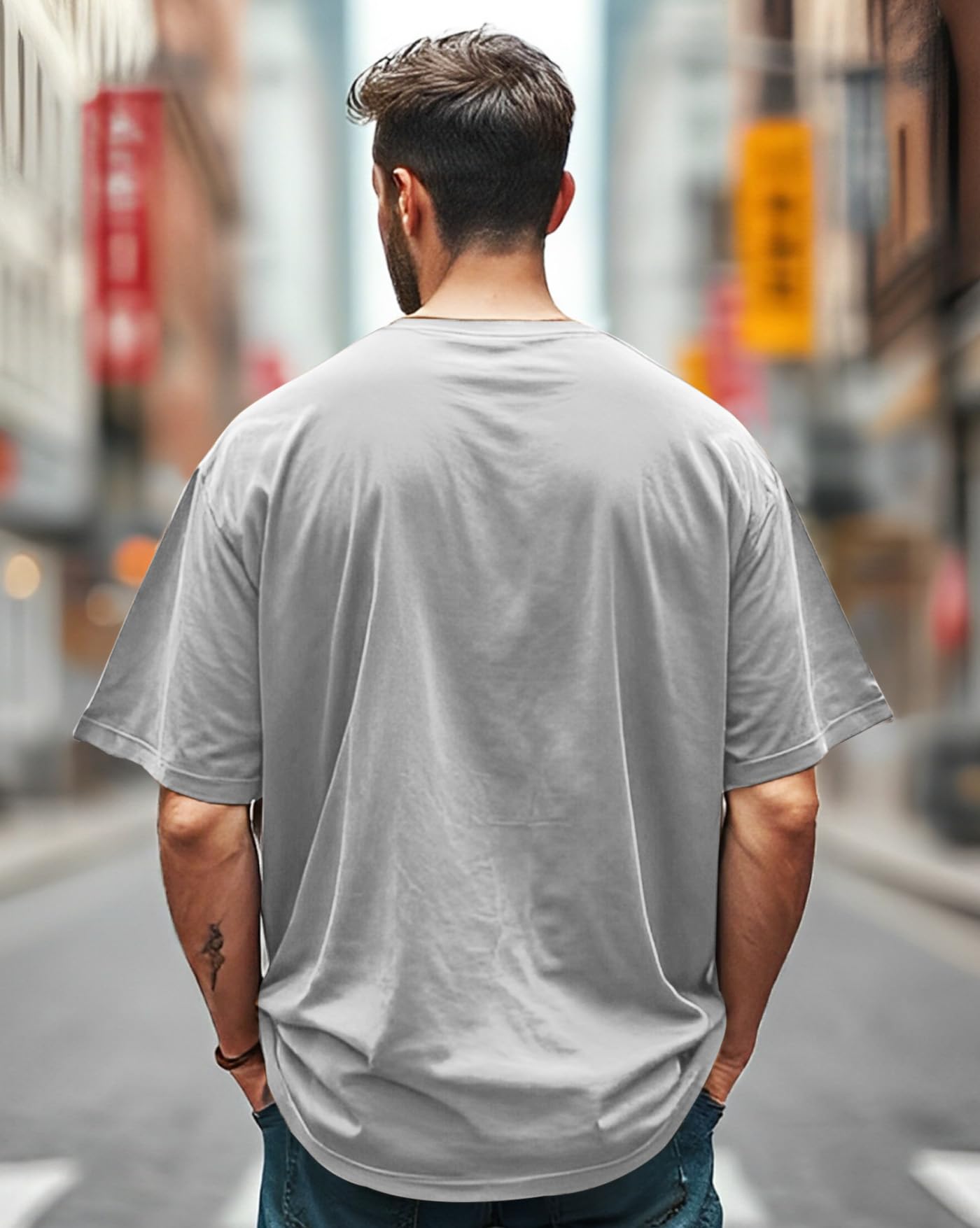 AUSK Mens Printed Cotton T-Shirt - Grey - Image 3