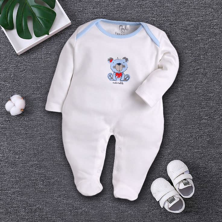 Cotton Rompers for Newborn Baby Boys & Girls - White - Image 5