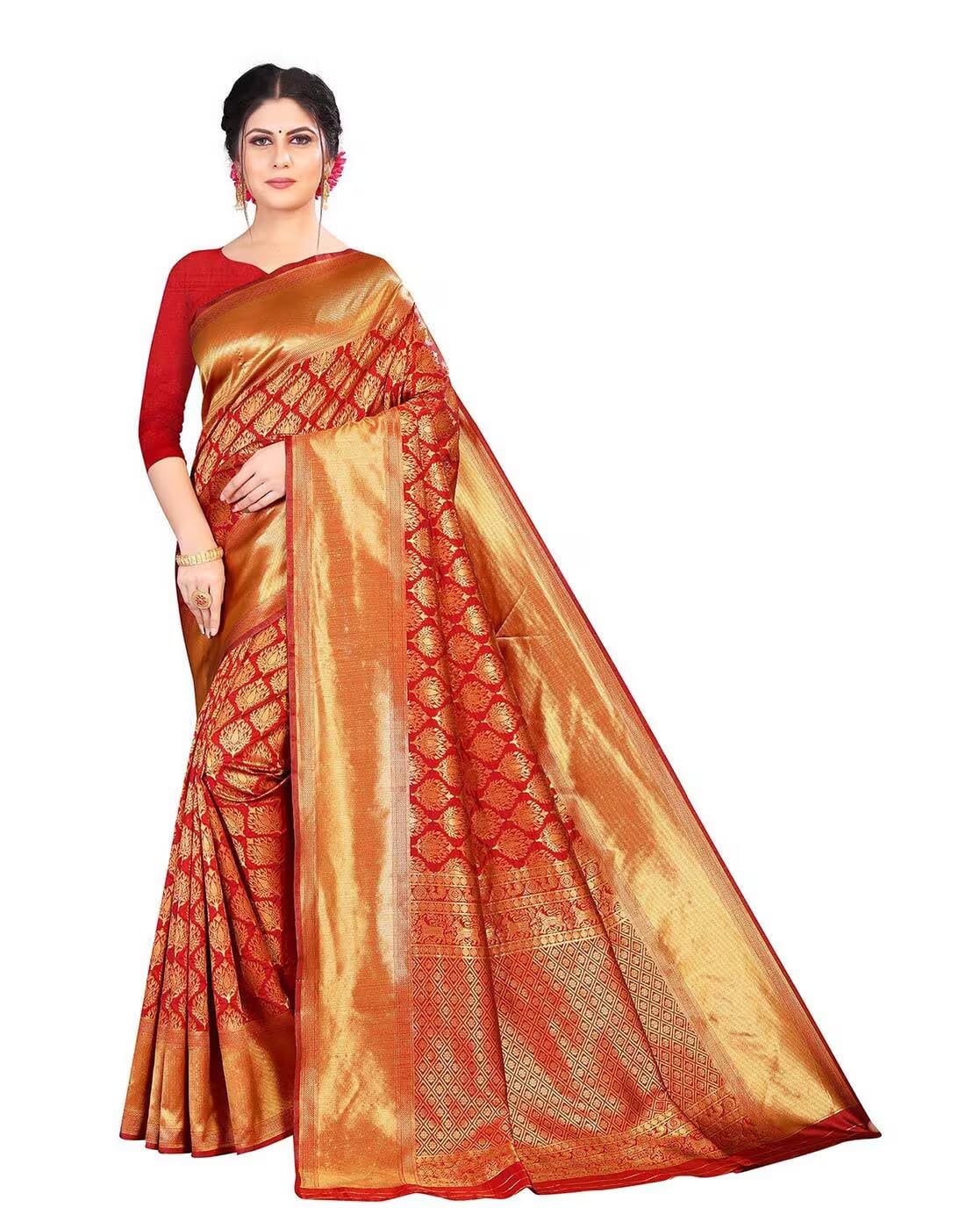 Yashika Banarasi Kanjivaram Red Art Silk Saree