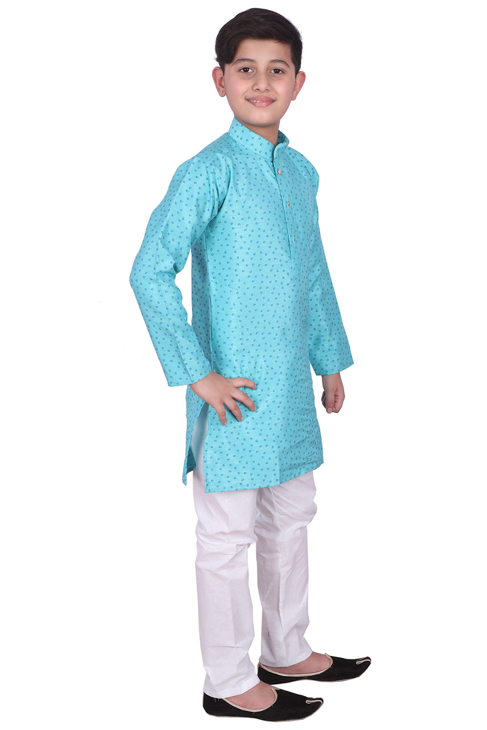 Pro-Ethic Ethnic Wear Silk Kurta Pyjama Set for Kids - Sky Blue - Image 3