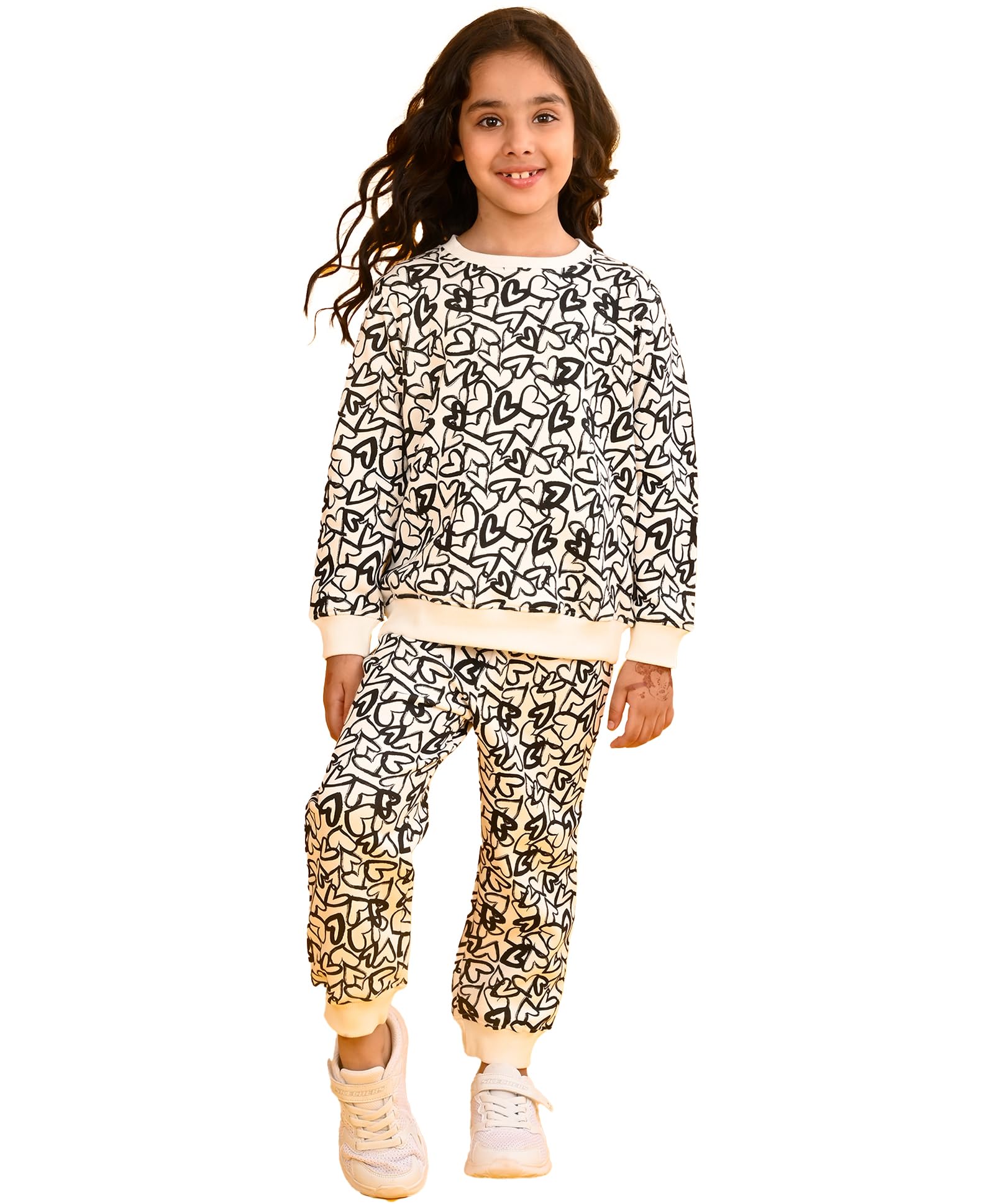 ANTHRILO Girls Black Fleece Sweatshirt Set