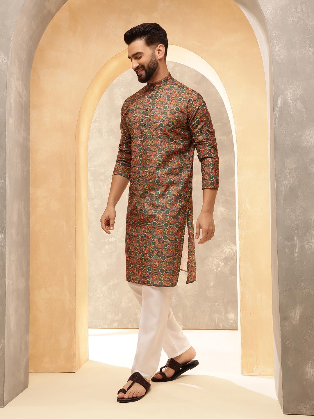 SOJANYA Men's Cotton Linen Kurta with Pyjama - Image 3
