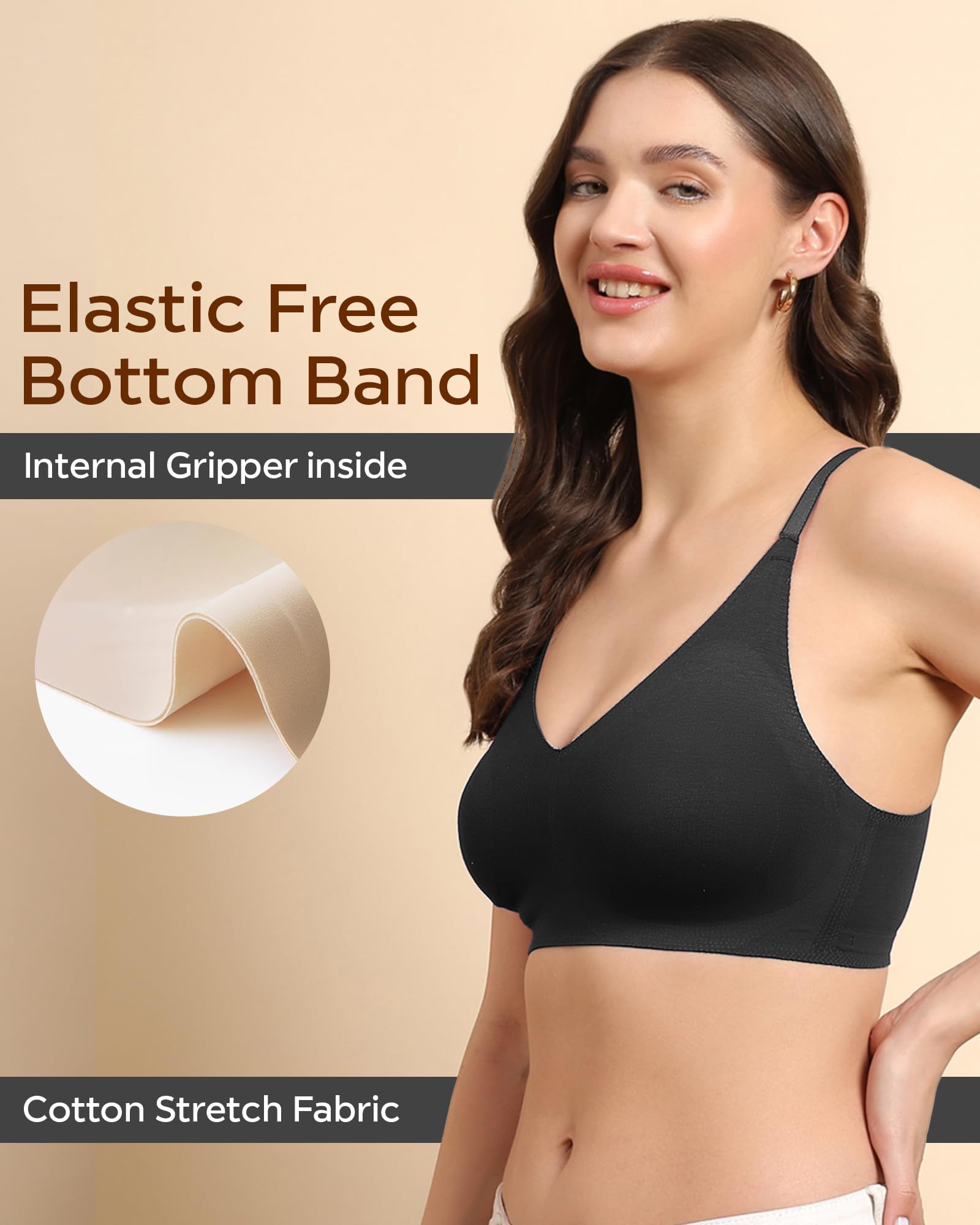 Tweens Invisi-Fit Cotton Spandex Bra - Black - Image 2