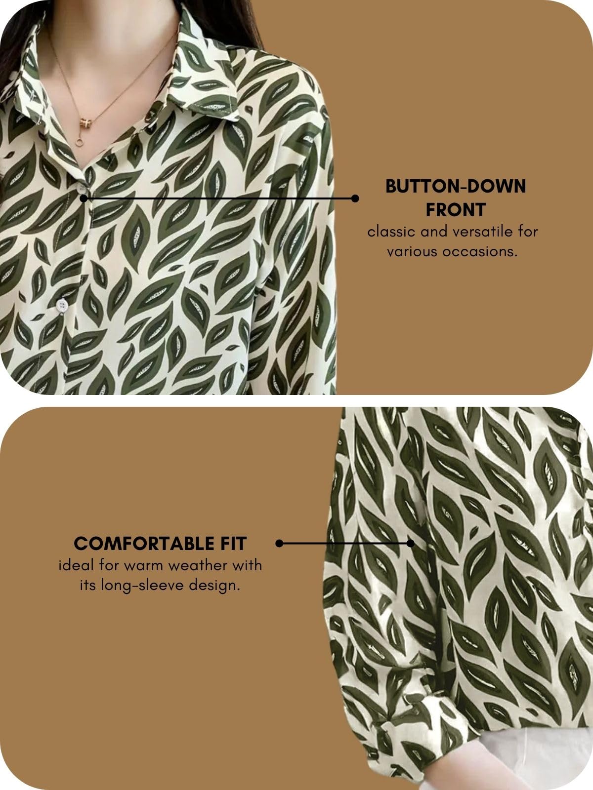 LERIYA Women's Korean Style Long Sleeve Button Down Shirt - Image 5