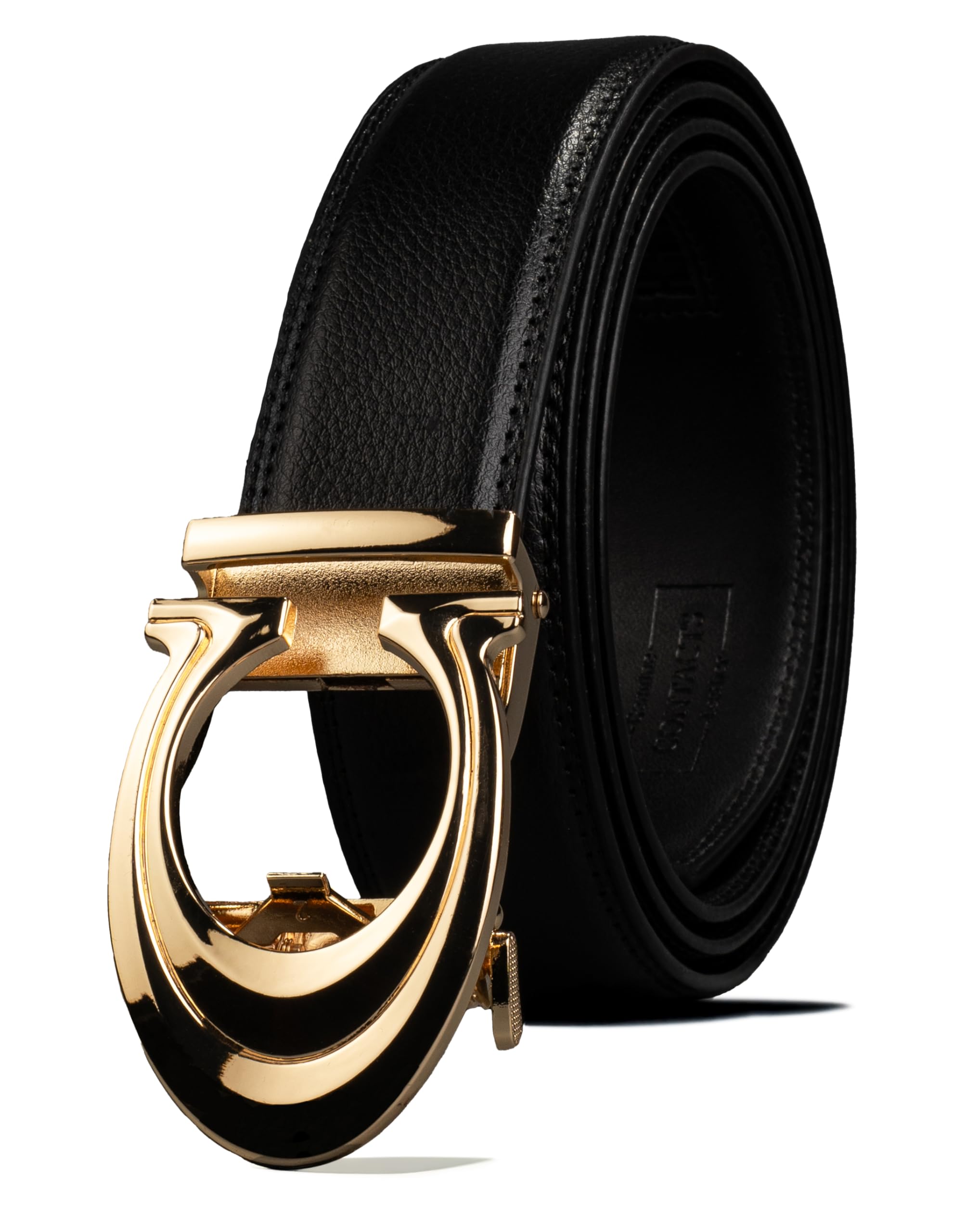 Contacts Gold Leather Belt for Men